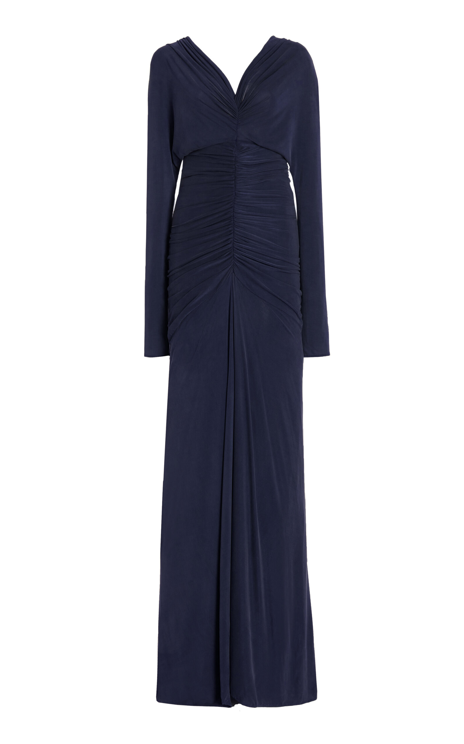 Atlein Ruched Jersey Gown In Blue