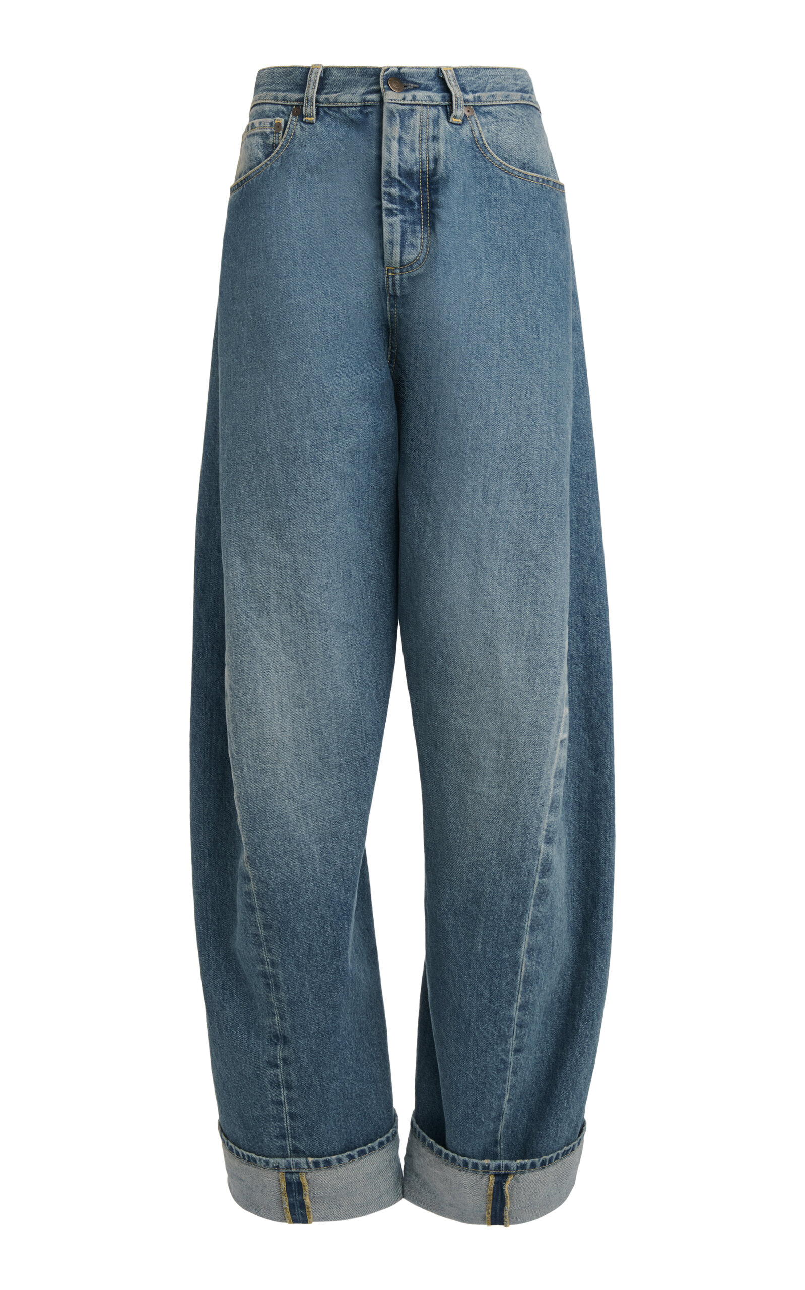 Shop Maison Margiela Oversized High-rise Cotton Wide-leg Jeans In Medium Wash