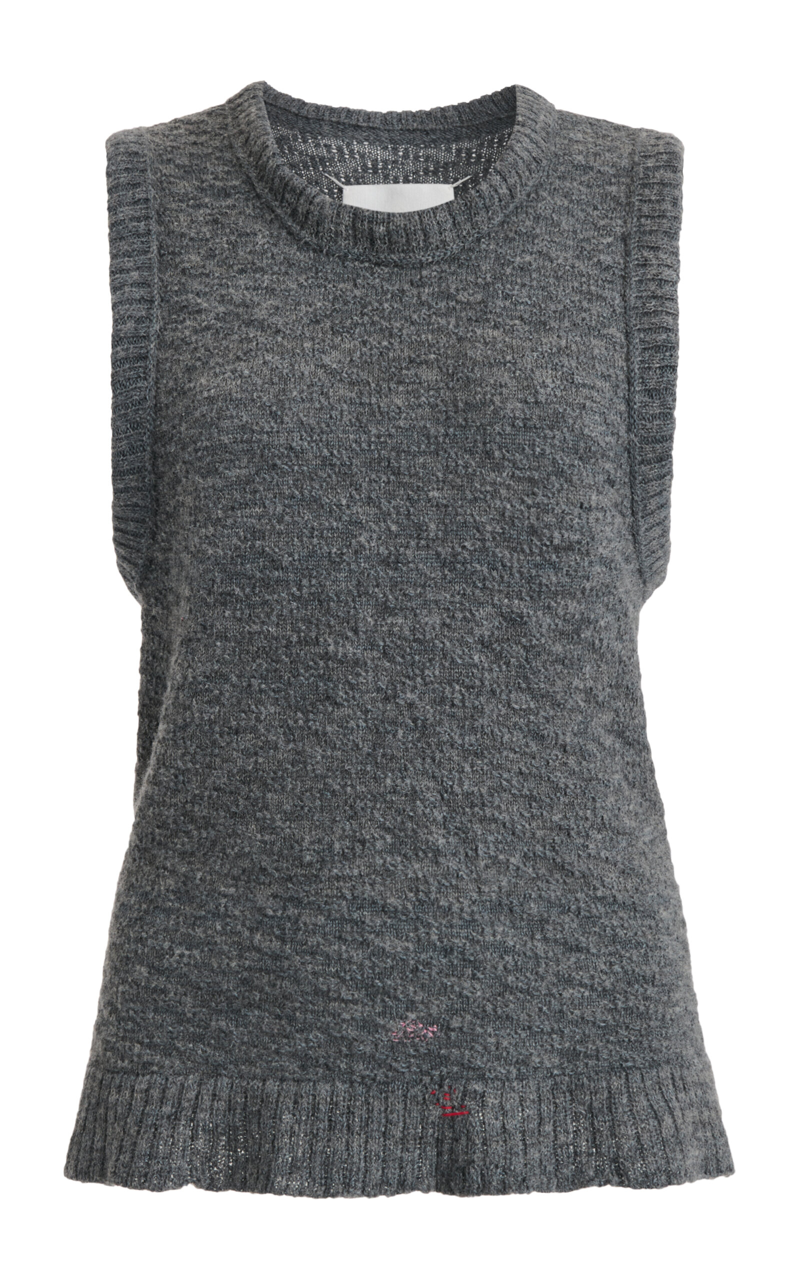 Shop Maison Margiela Knit Wool-linen Sweater Vest In Grey
