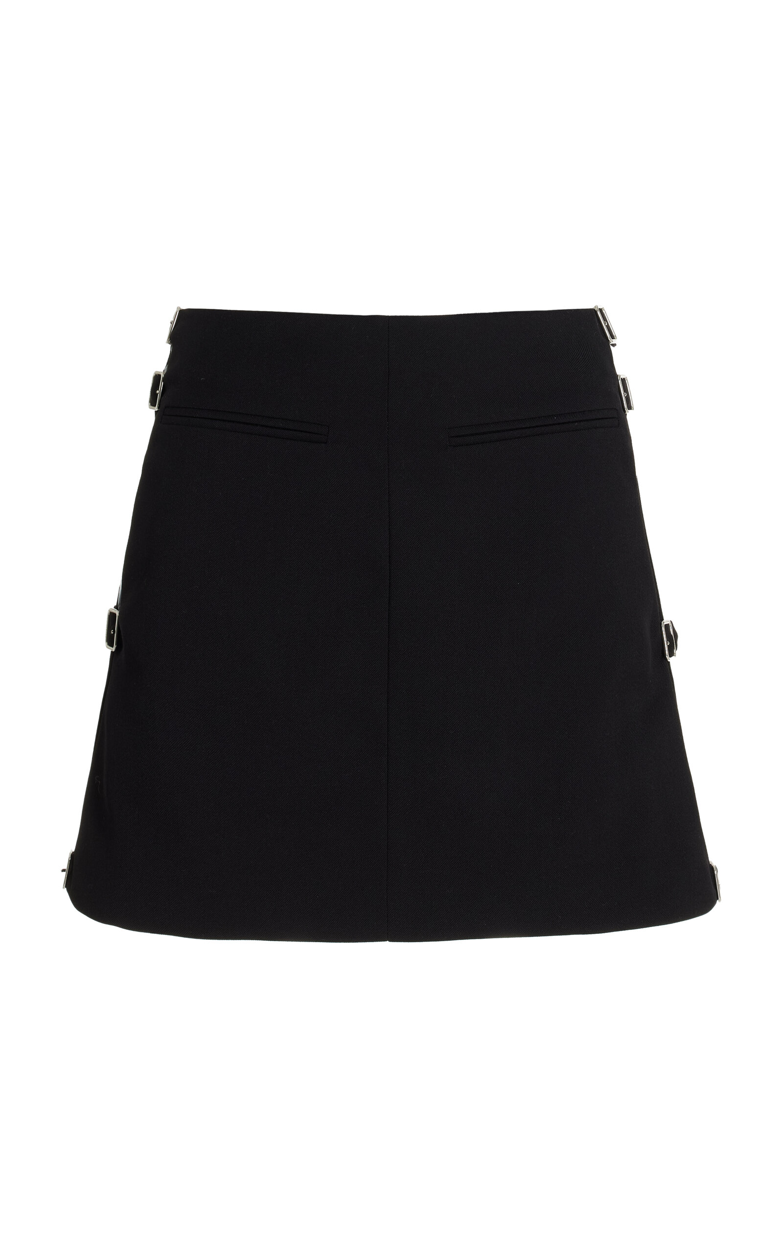 Courrèges Buckled Wool Miniskirt In Black