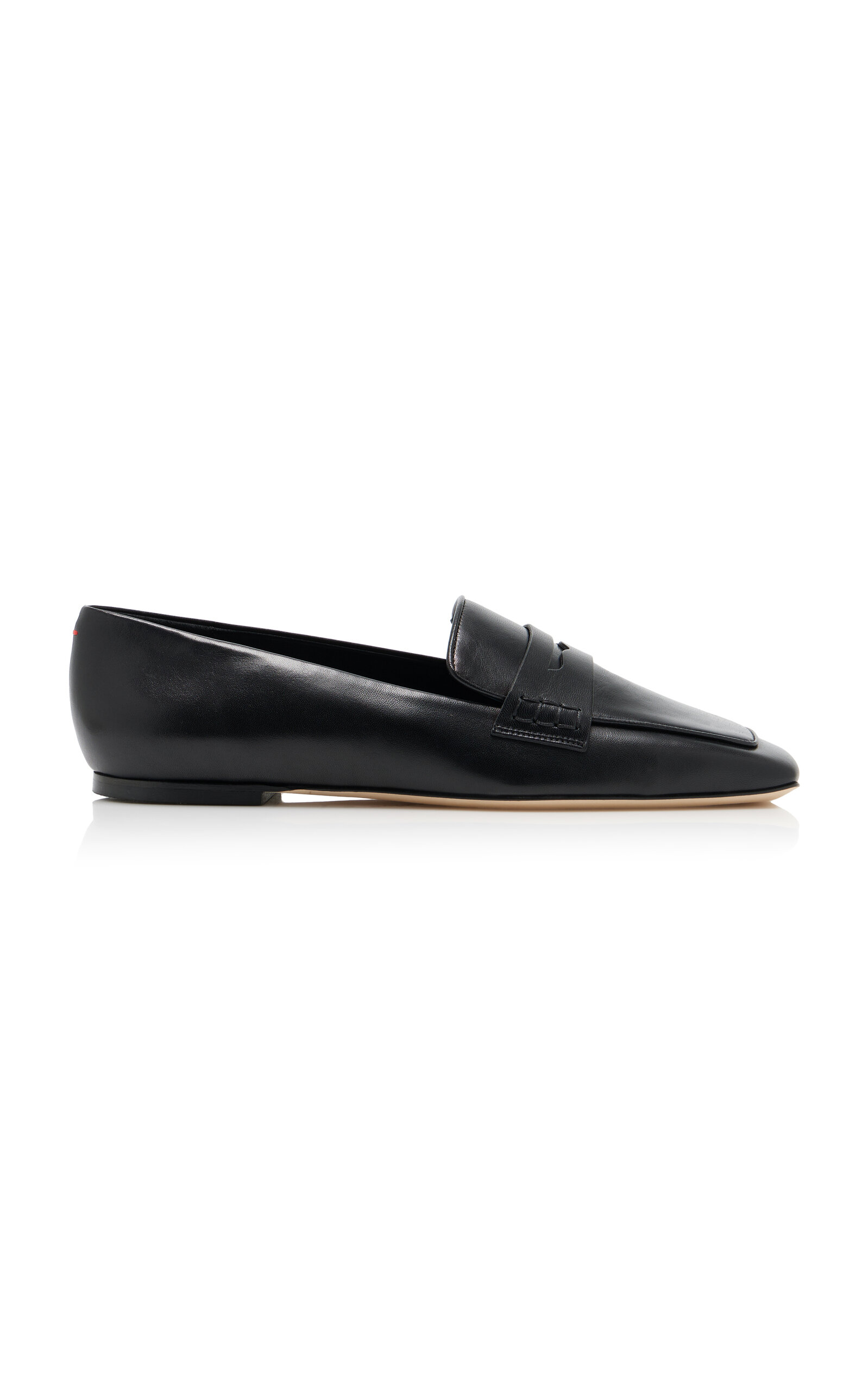 Aeyde Leather Penny Strap Loafers Rubber Sole In Black