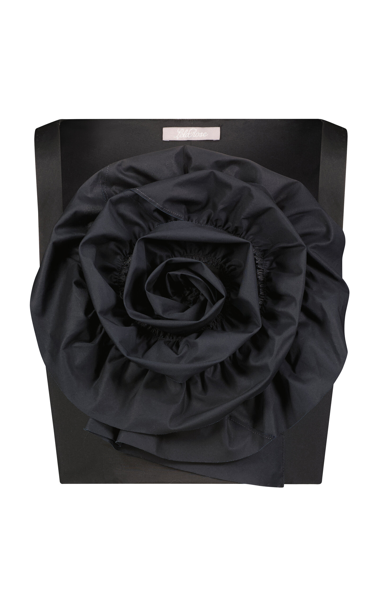 Shop Lela Rose Rosette-detailed Cotton Poplin Crop Top In Black