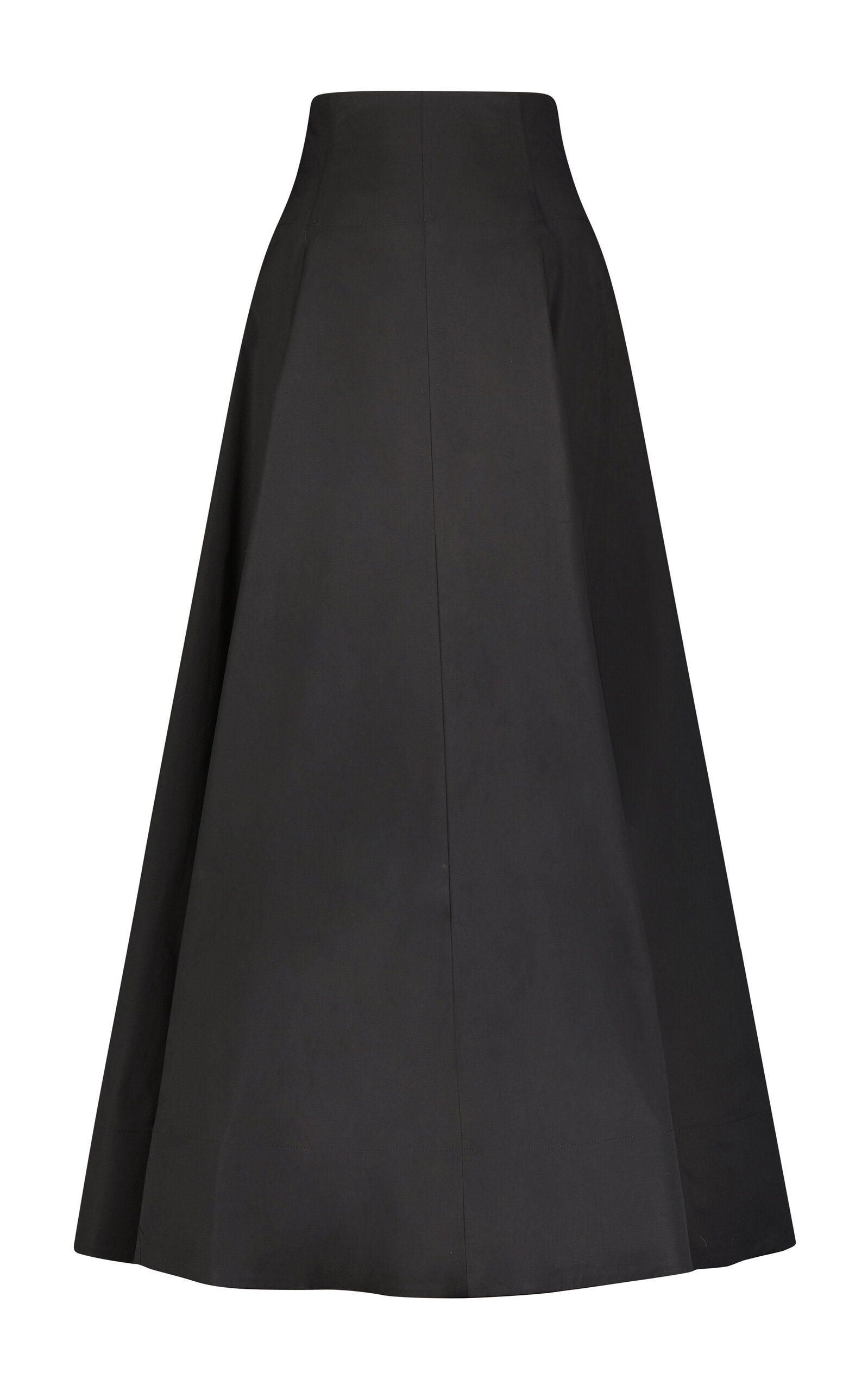 Shop Lela Rose High-waisted Cotton Poplin Full Maxi Skirt In Black