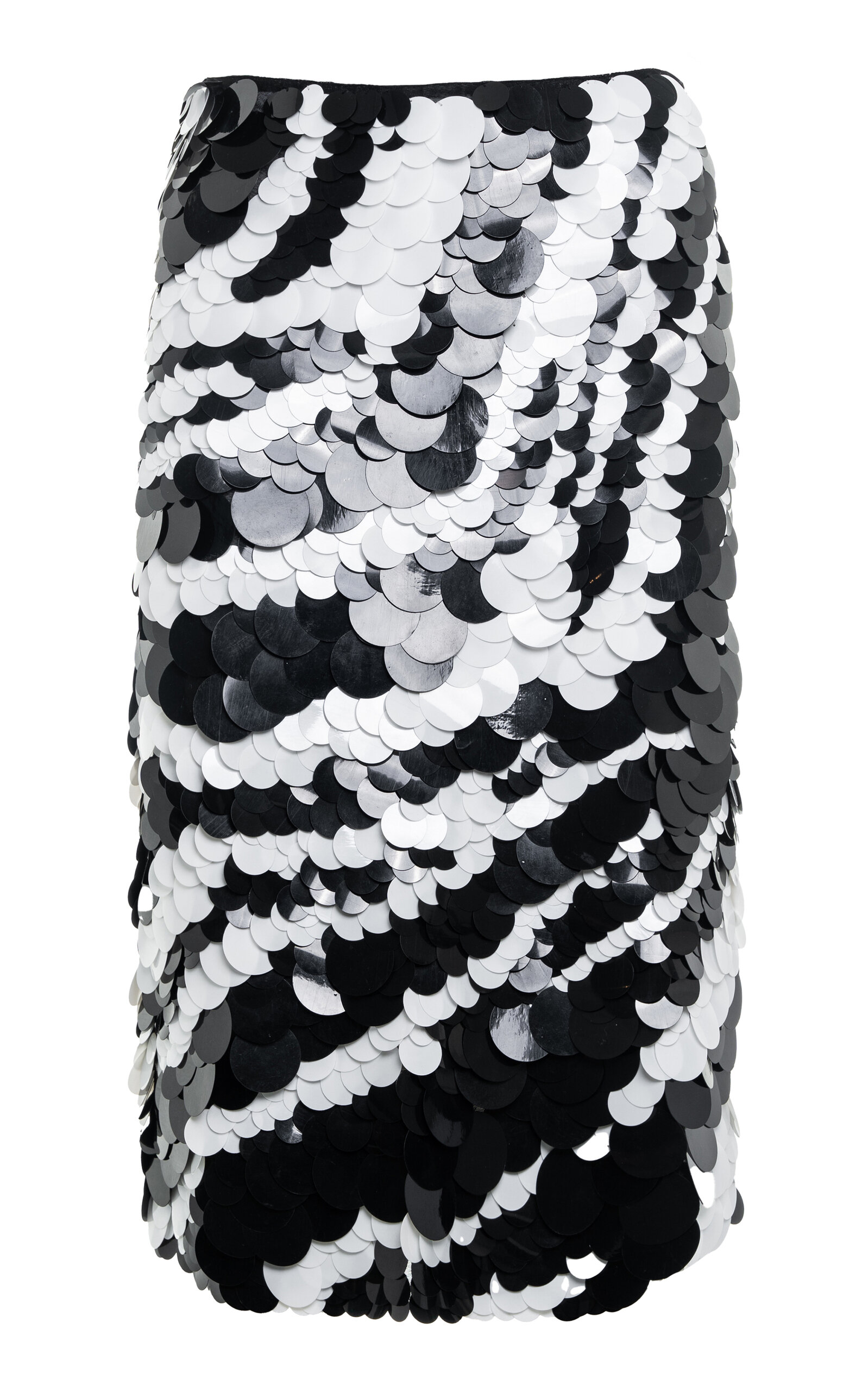 DES_PHEMMES Paillette-Sequined Midi Skirt - Black/white
