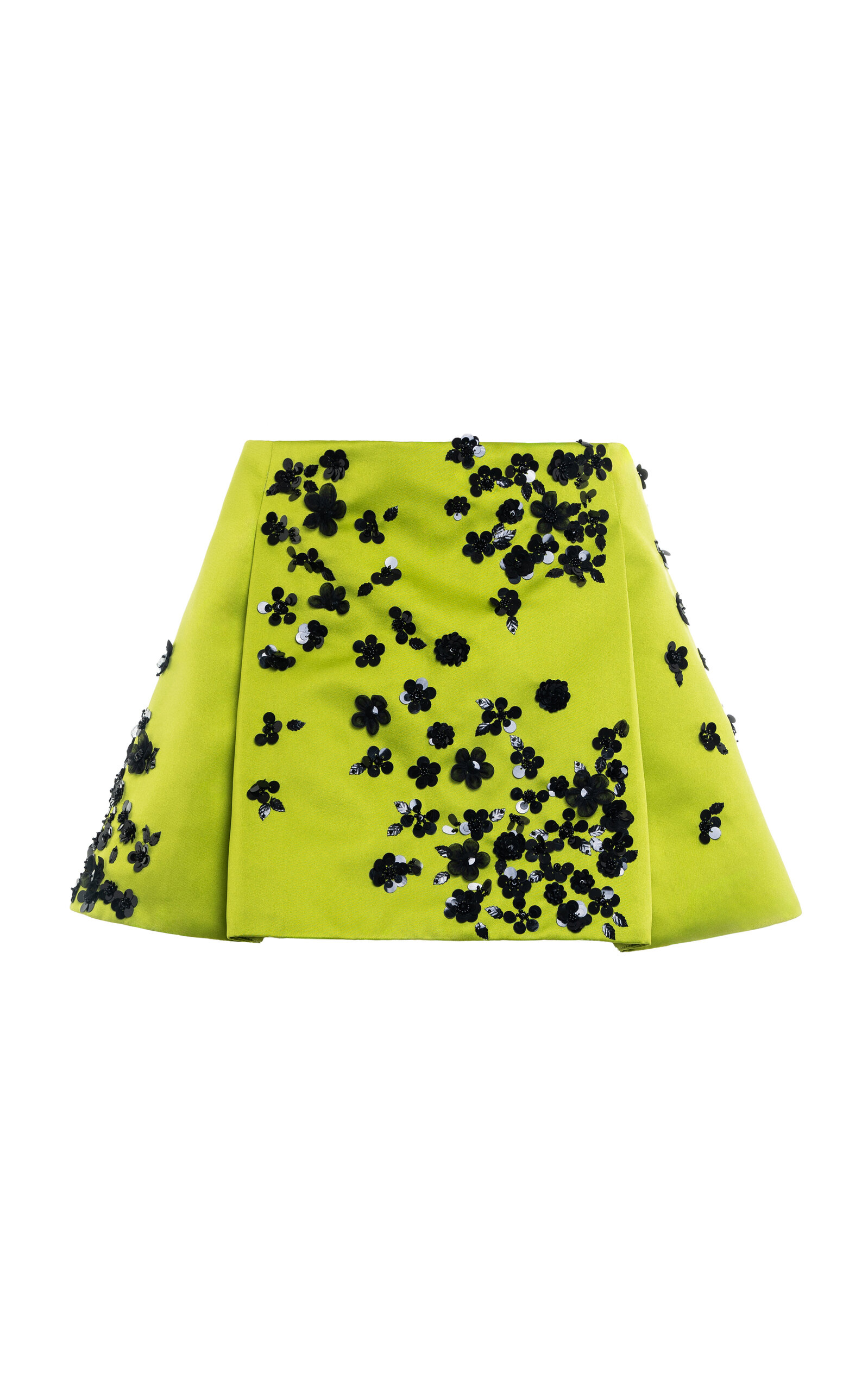 DES_PHEMMES COLLEGE FLORAL-EMBELLISHED SATIN MINI SKIRT
