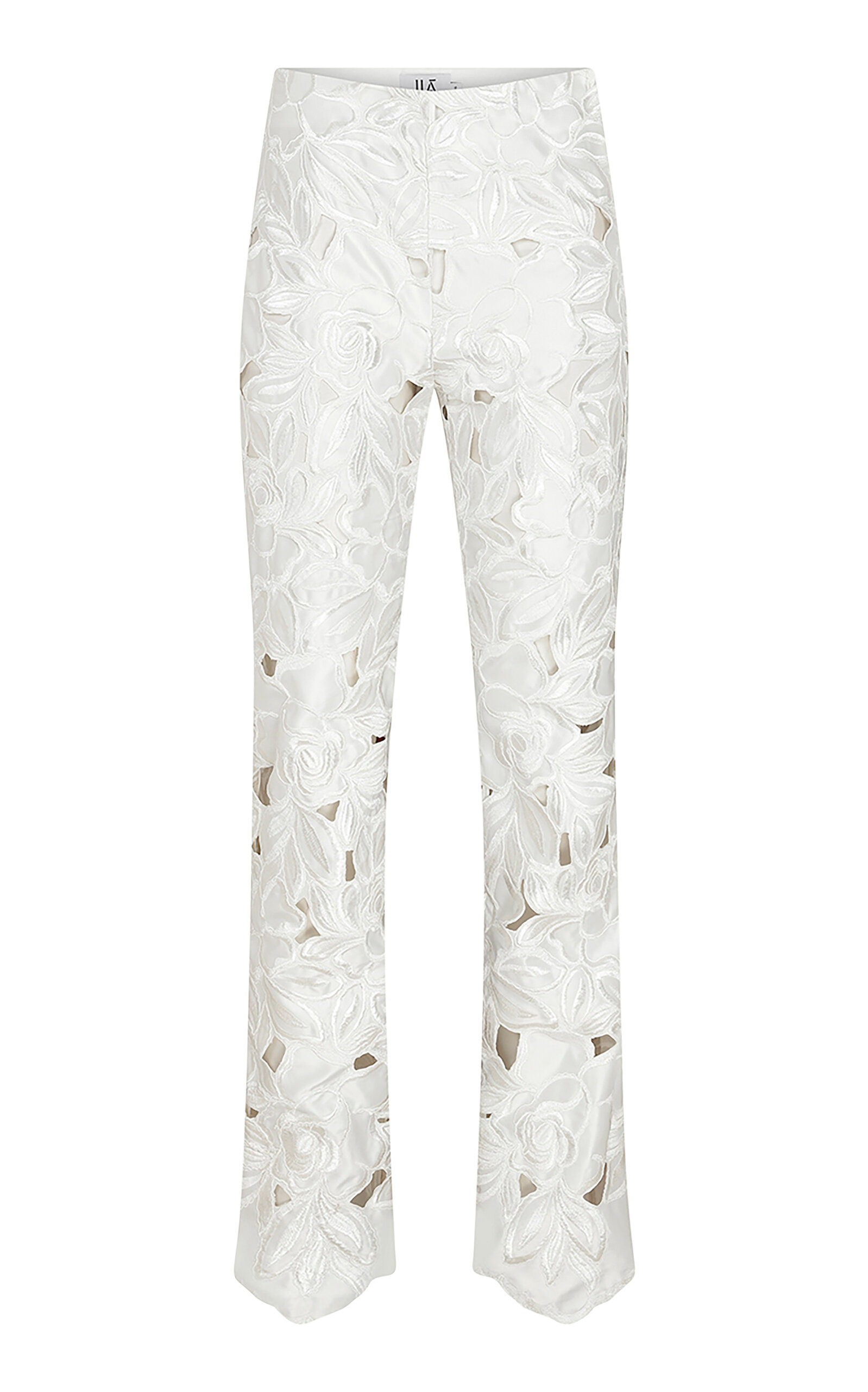 Ila Saint Rose-embroidered Laser-cut Pants In White