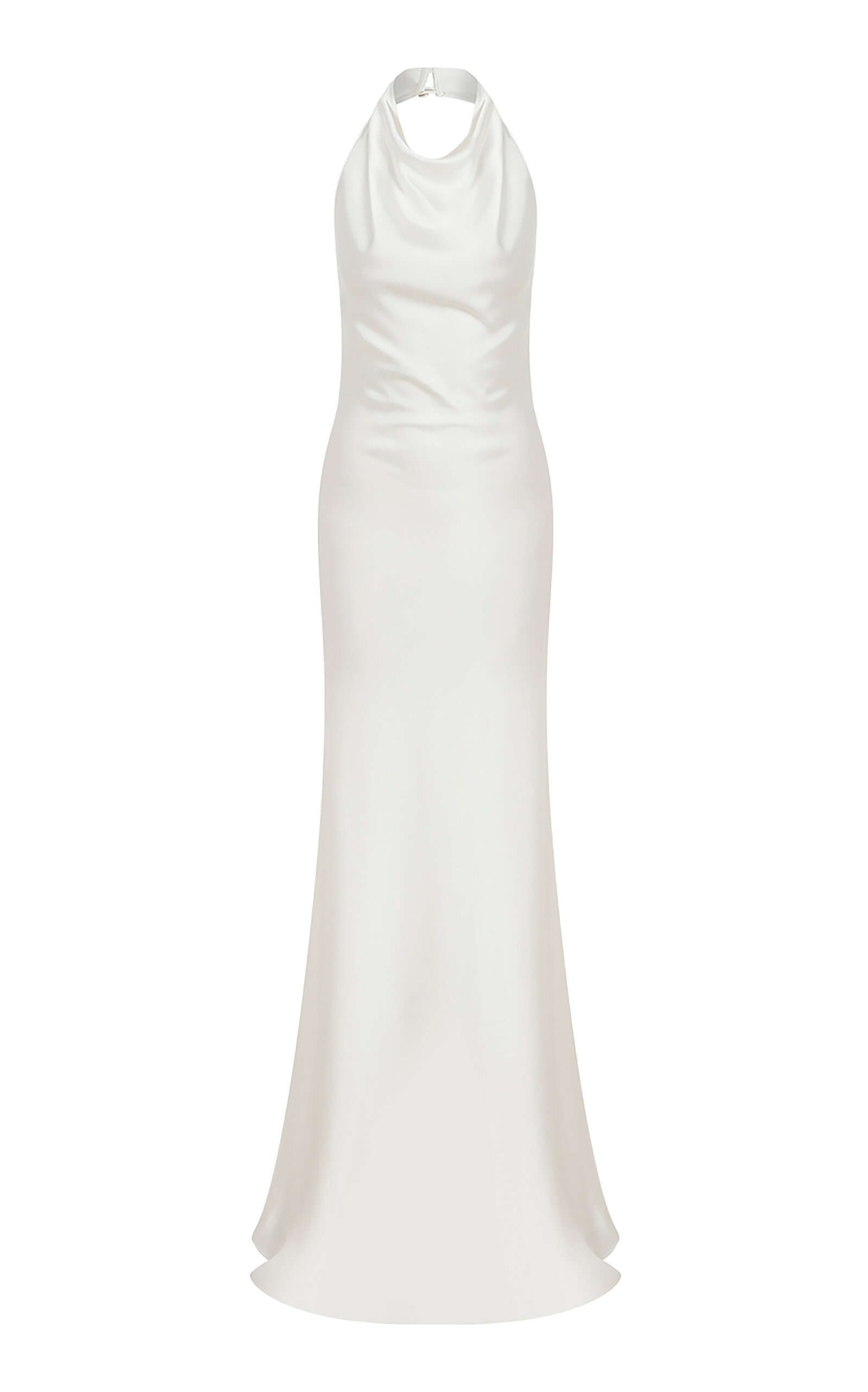 Ila Sidney Cowl Neck Satin Maxi Dress In White