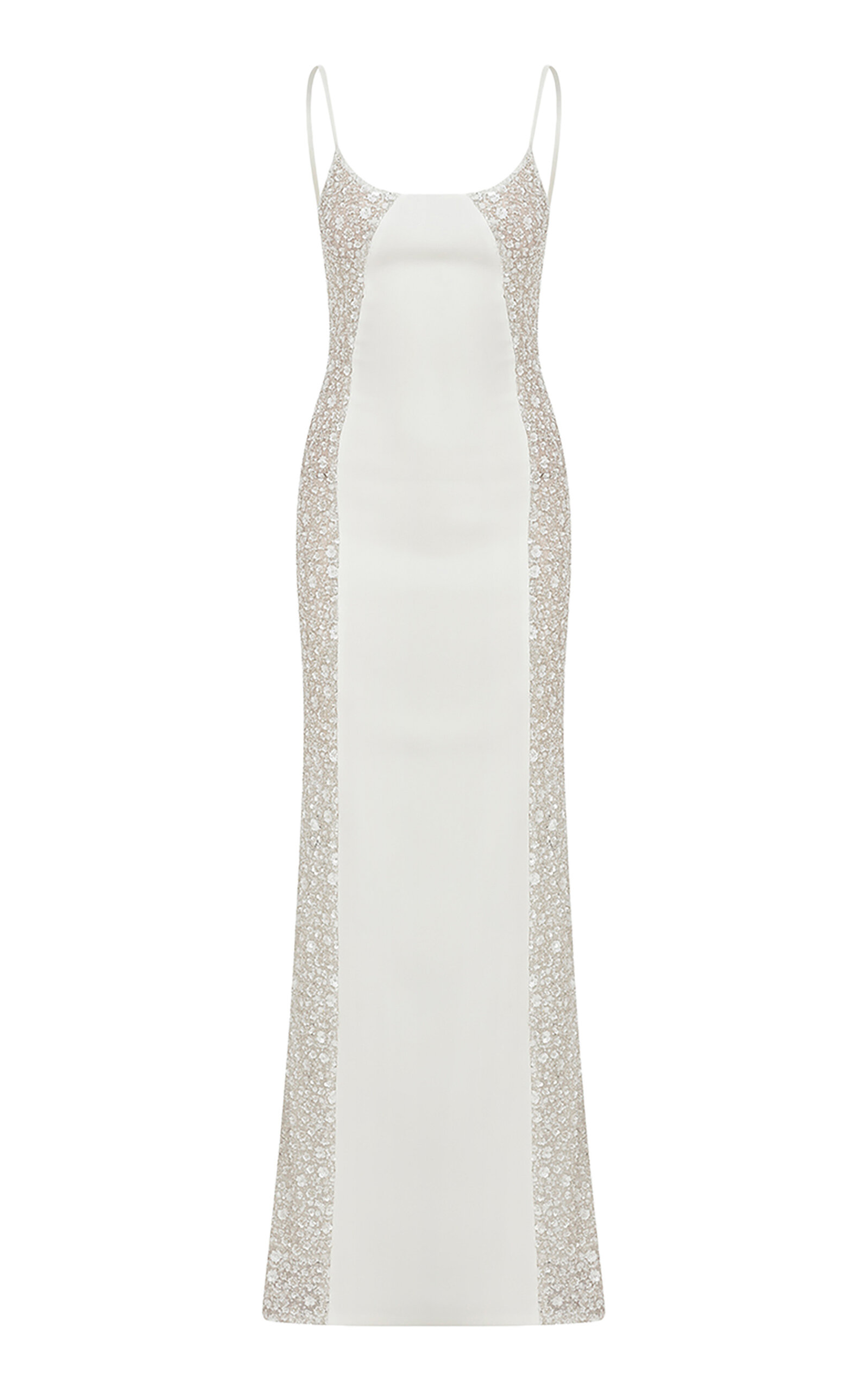 Ila Violet Sequin-paneled Silk Slip Dress In White