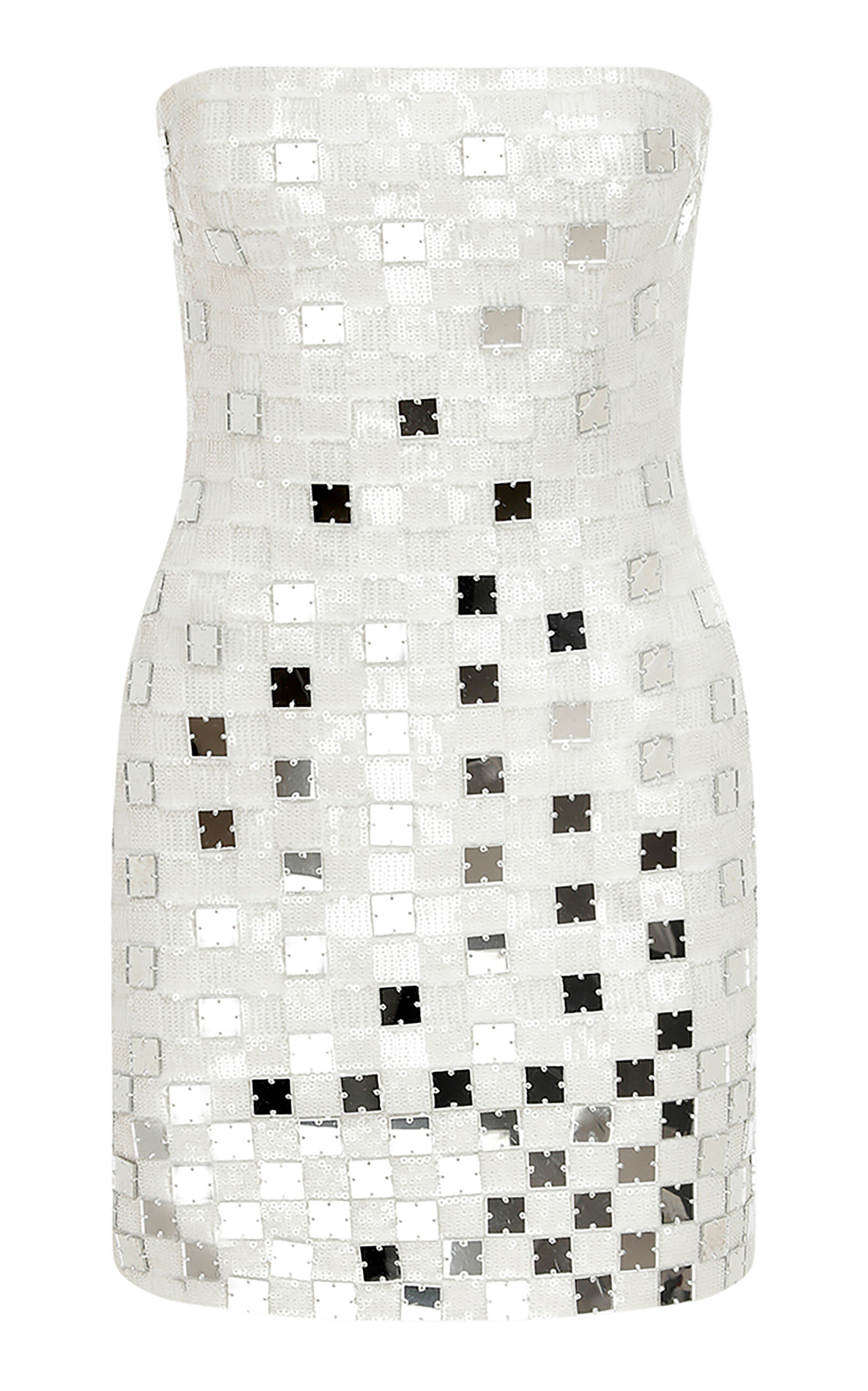 Ila Vivian Mirrored Sequin Mini Dress In White