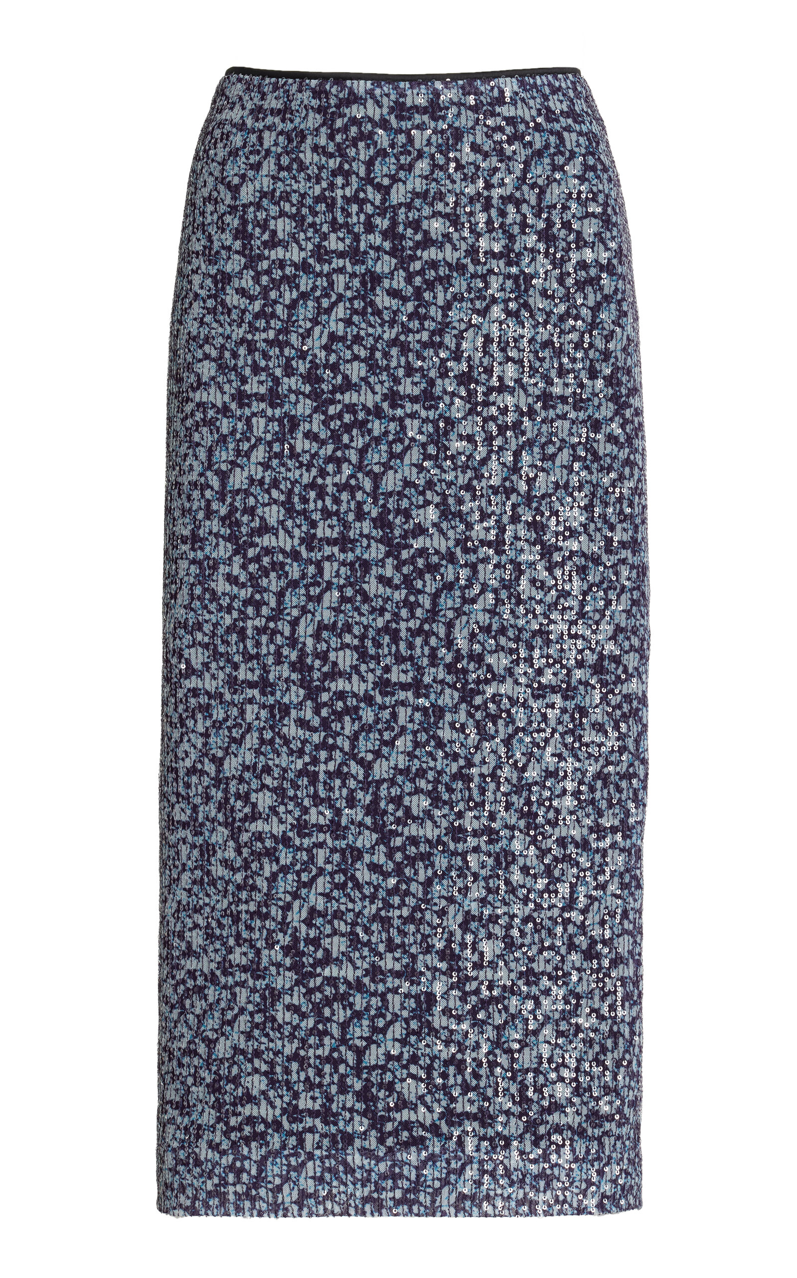 Sequined Floral-Mesh Midi Skirt