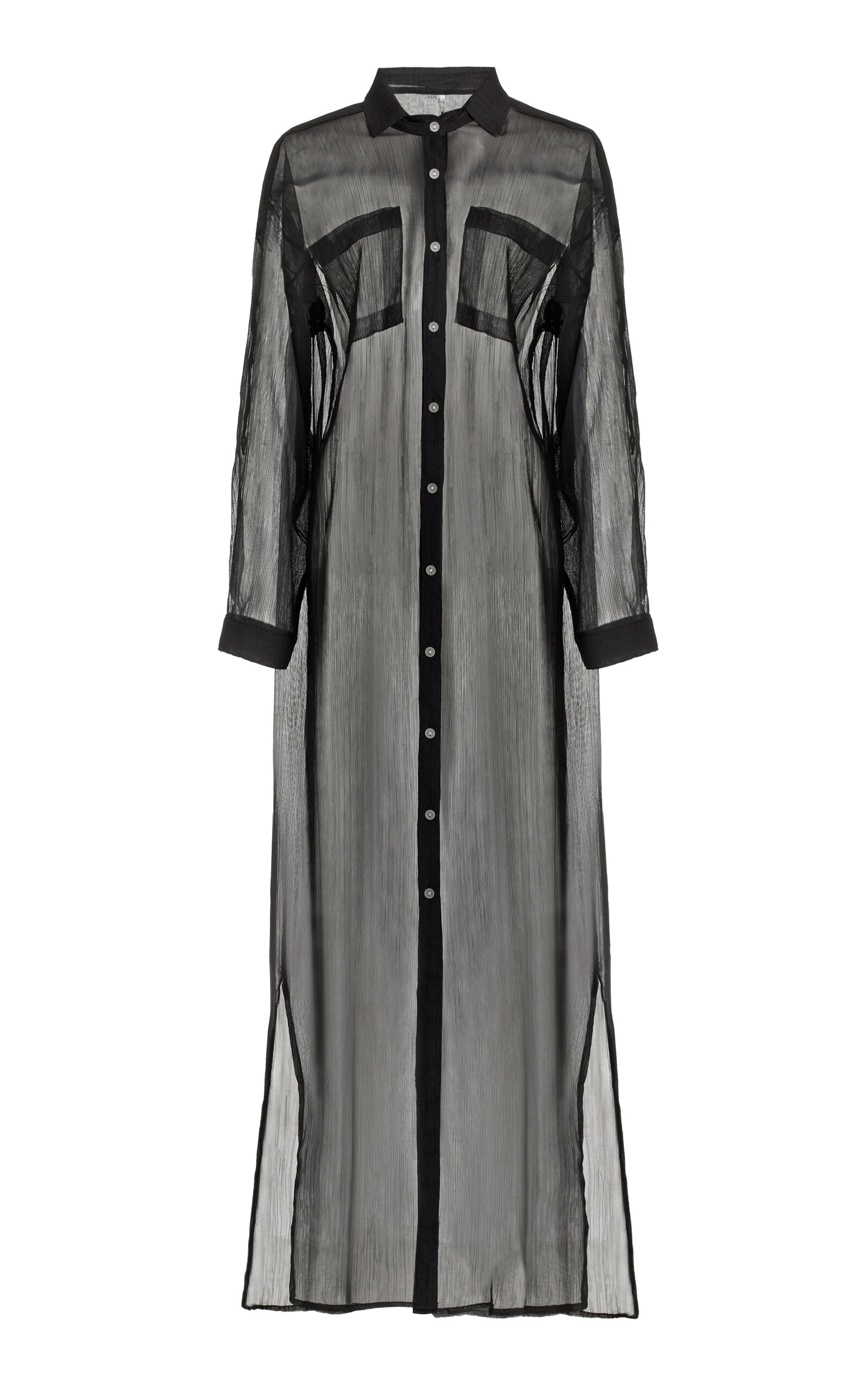 Shop Jade Swim Mika Button-down Chiffon Maxi Dress In Black