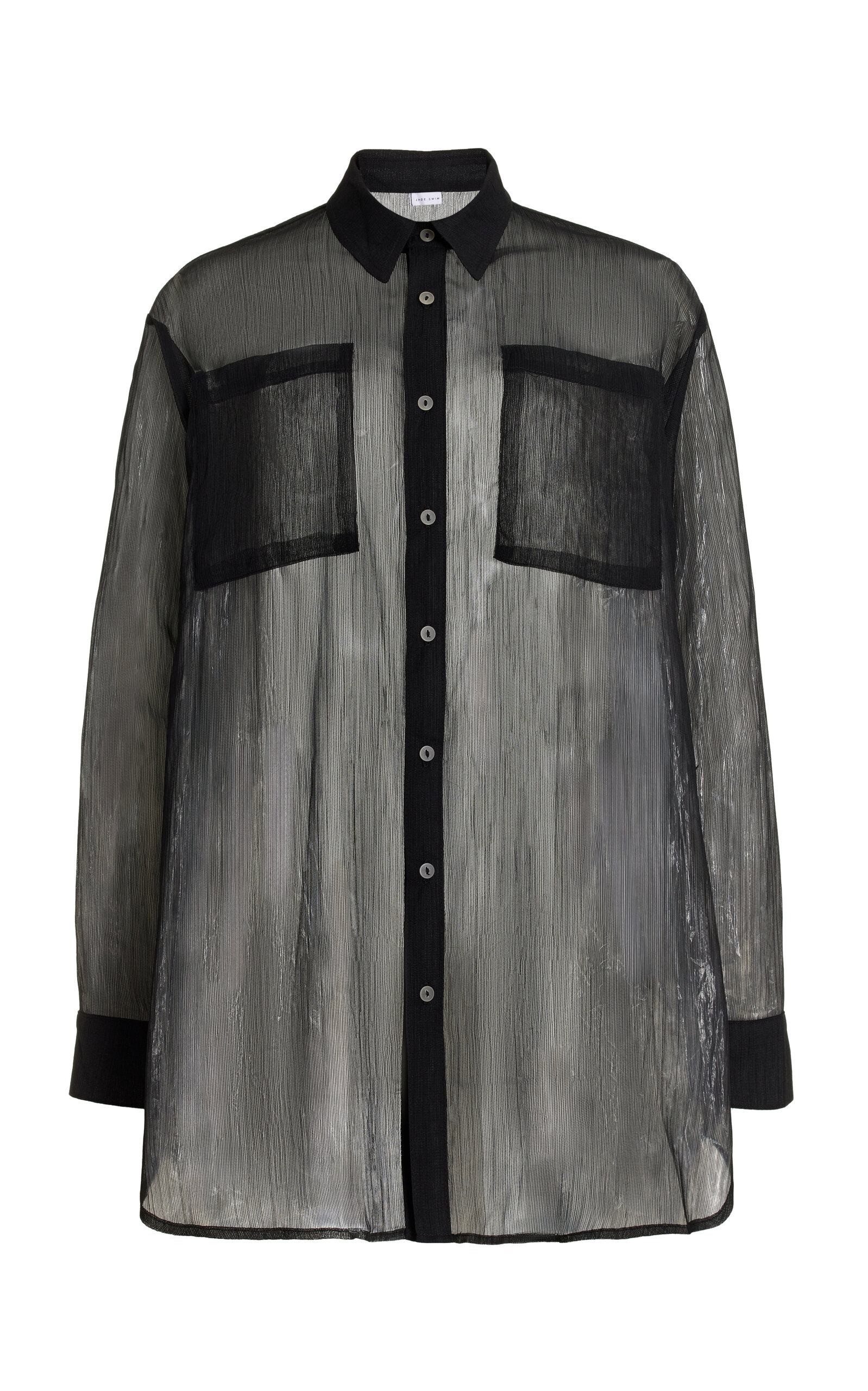 JADE SWIM - Mika Gauze Button-Down Shirt - Black - S/M - Moda Operandi