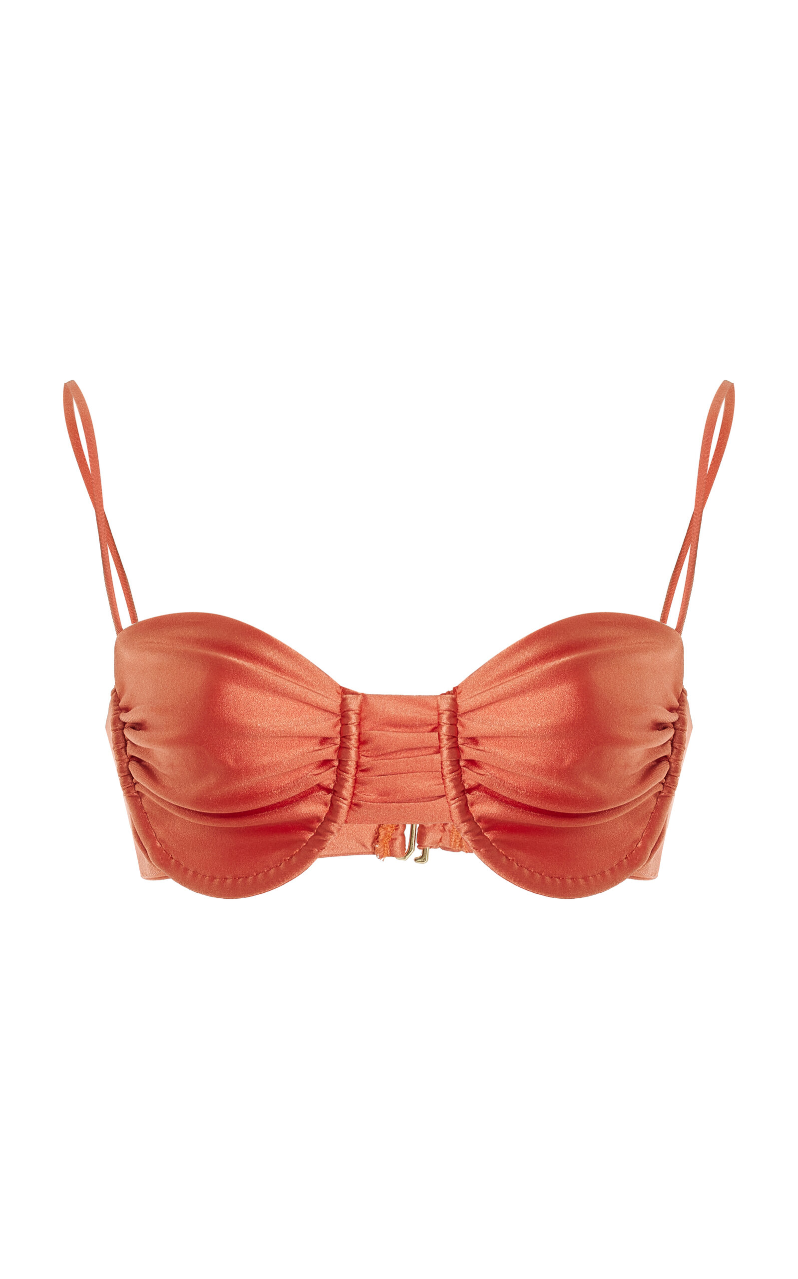 Shop Jade Swim Mia Ruched Cupped Bikini Top In Orange