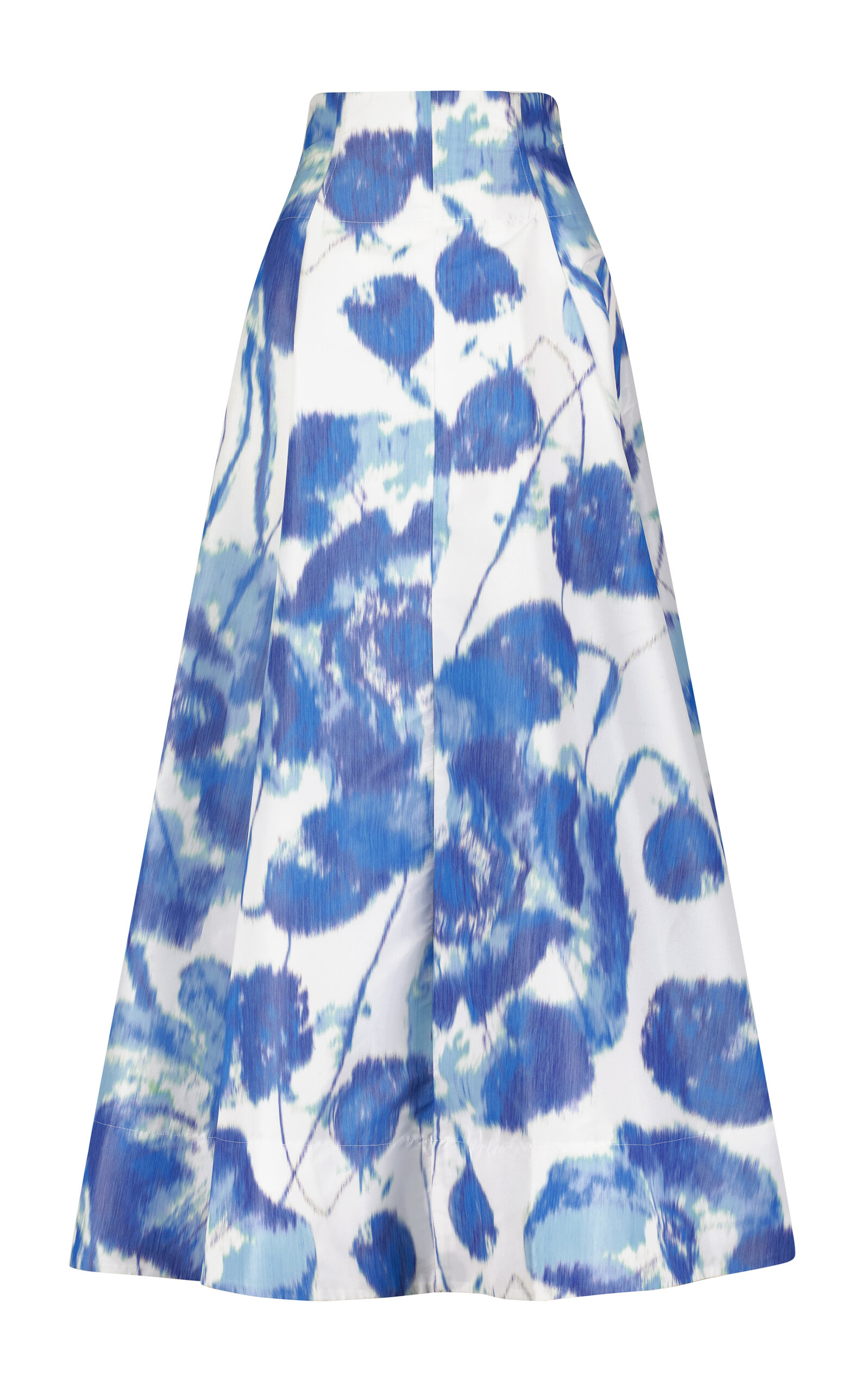 Shop Lela Rose Abstract-print Crepe De Chine High-rise Full Skirt In Ivory