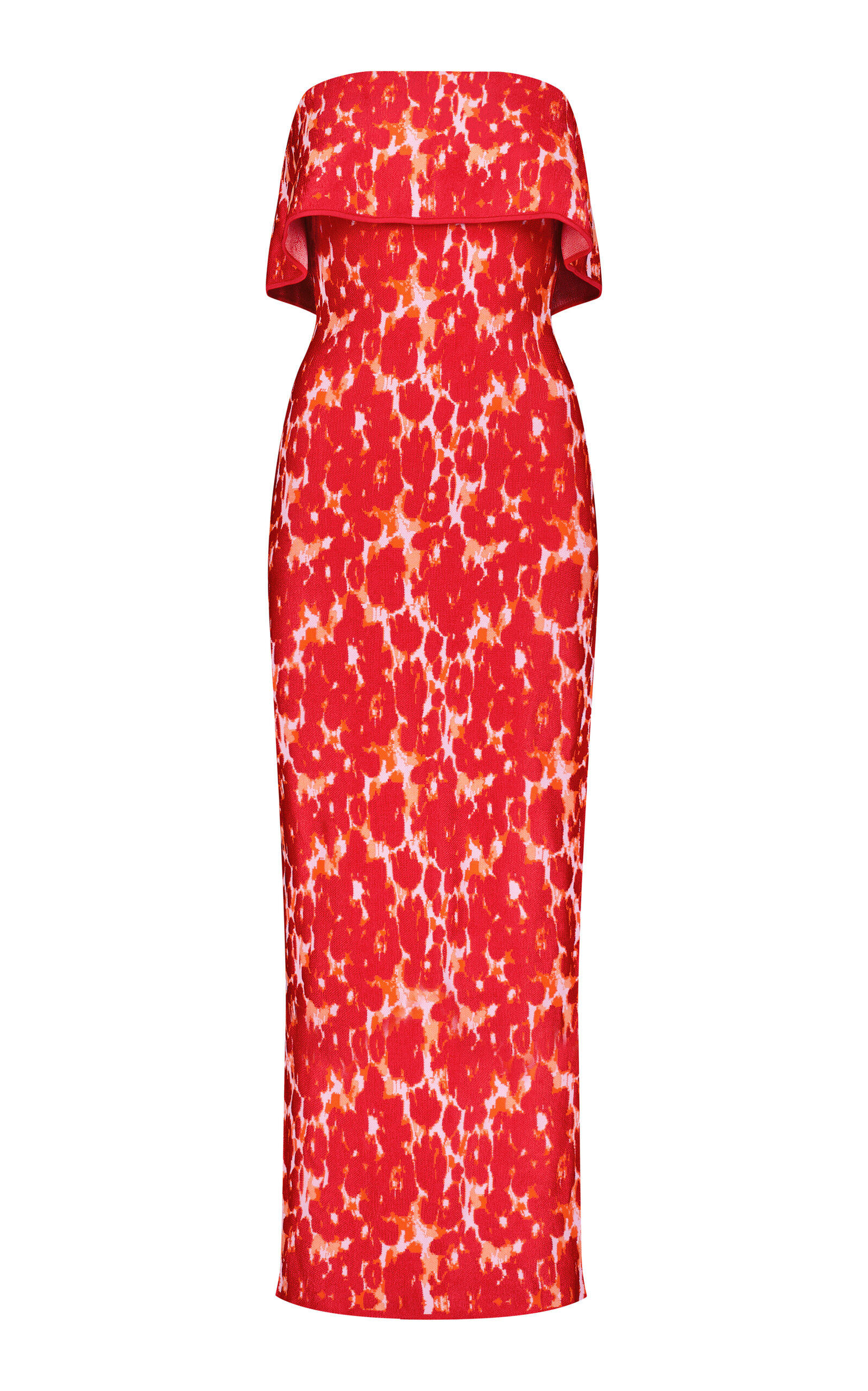 Shop Lela Rose Alexandra Floral Jacquard-knit Midi Dress In Red