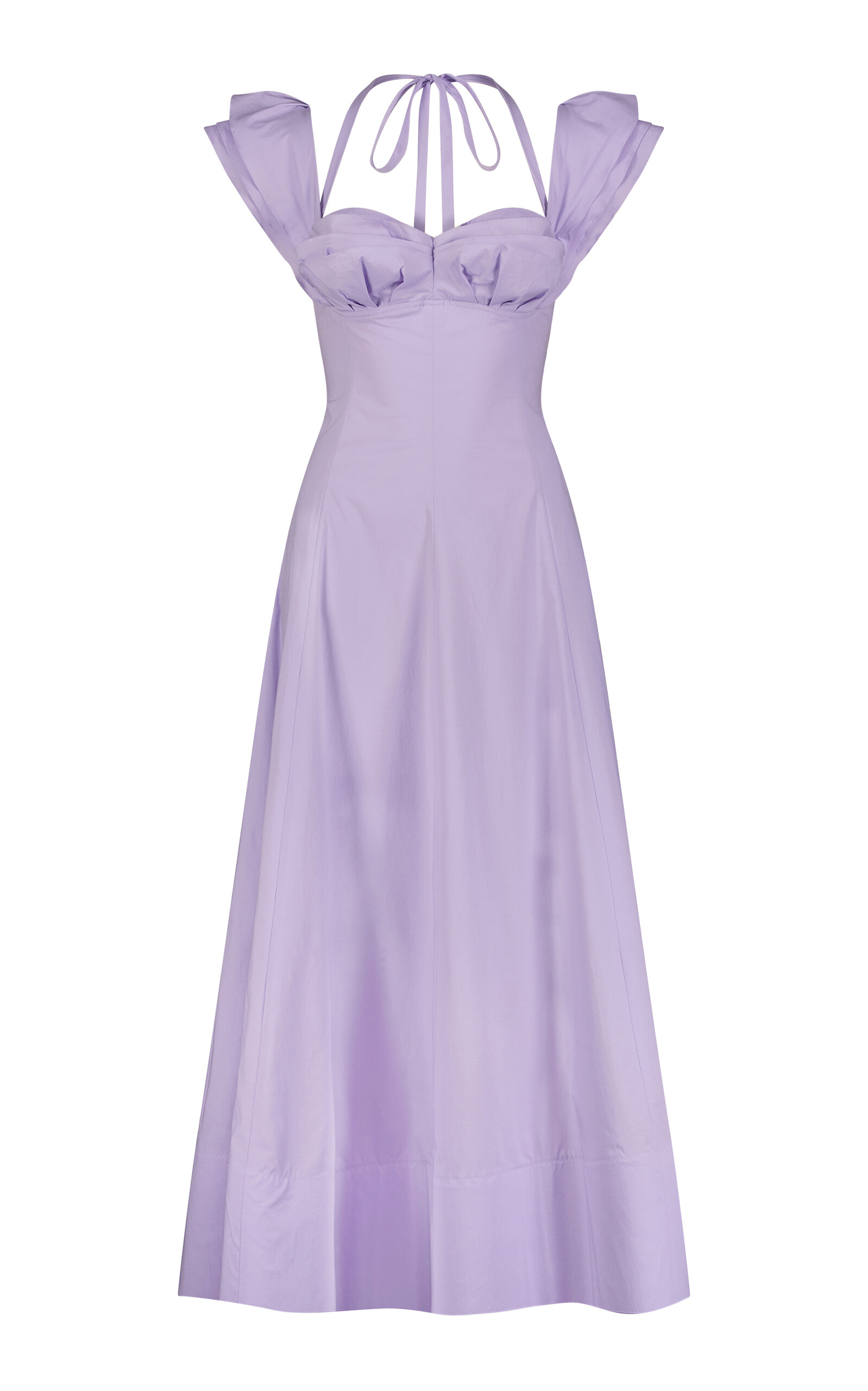 Lela Rose Petal-detailed Cotton-poplin Midi Dress In Purple