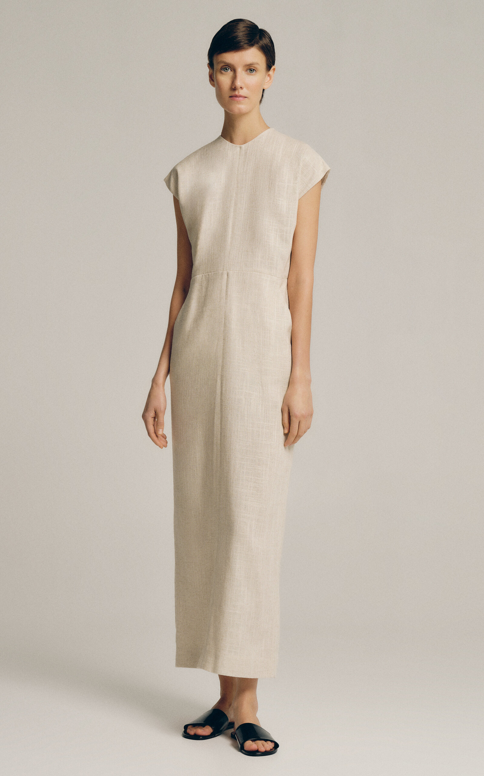 Sophie Et Voila Linen-blend Midi Dress In Neutral