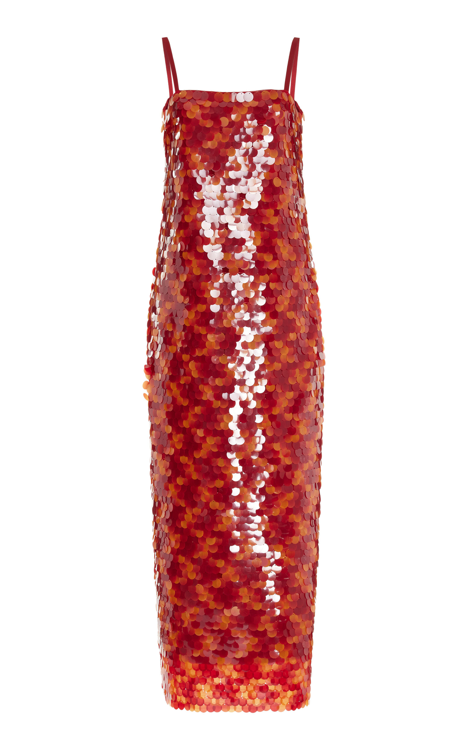 Shop Sophie Et Voila Paillette-embellished Midi Dress In Orange