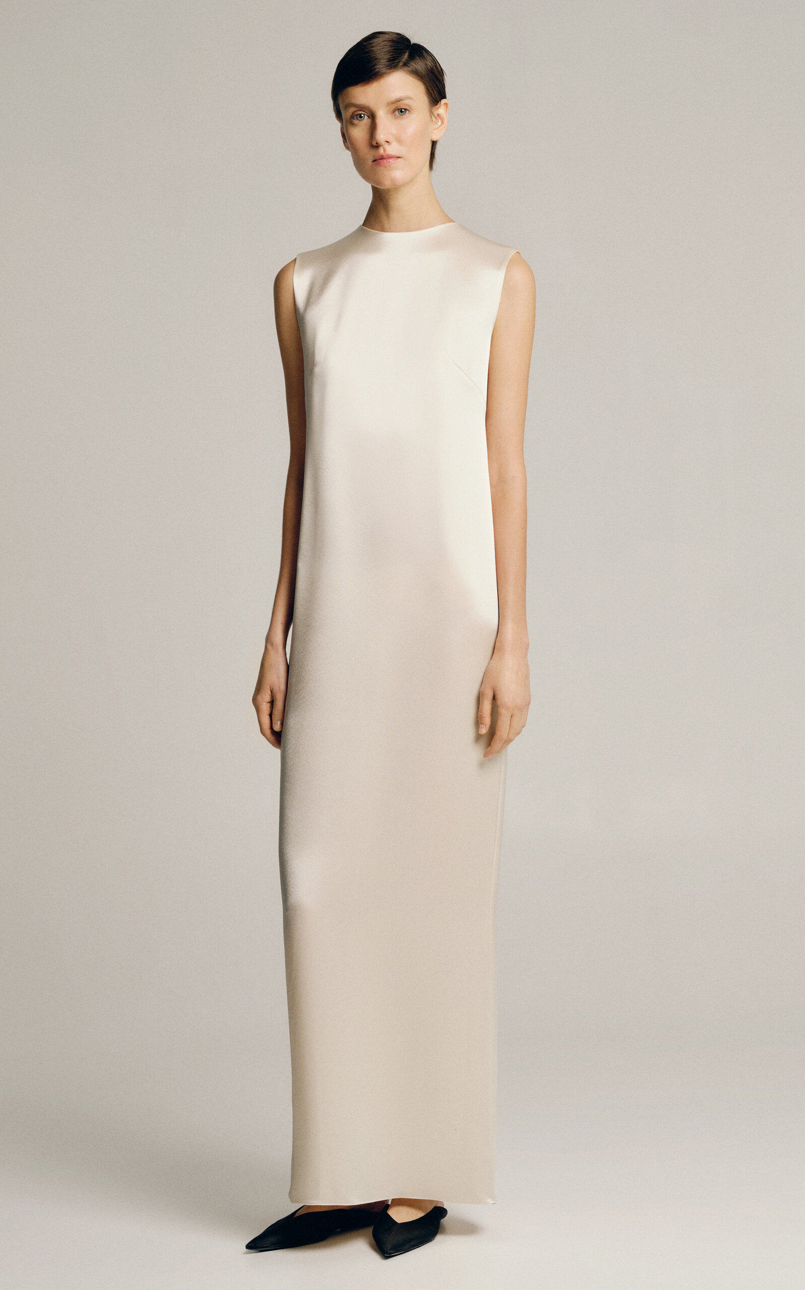 Shop Sophie Et Voila Satin Maxi Dress In Ivory