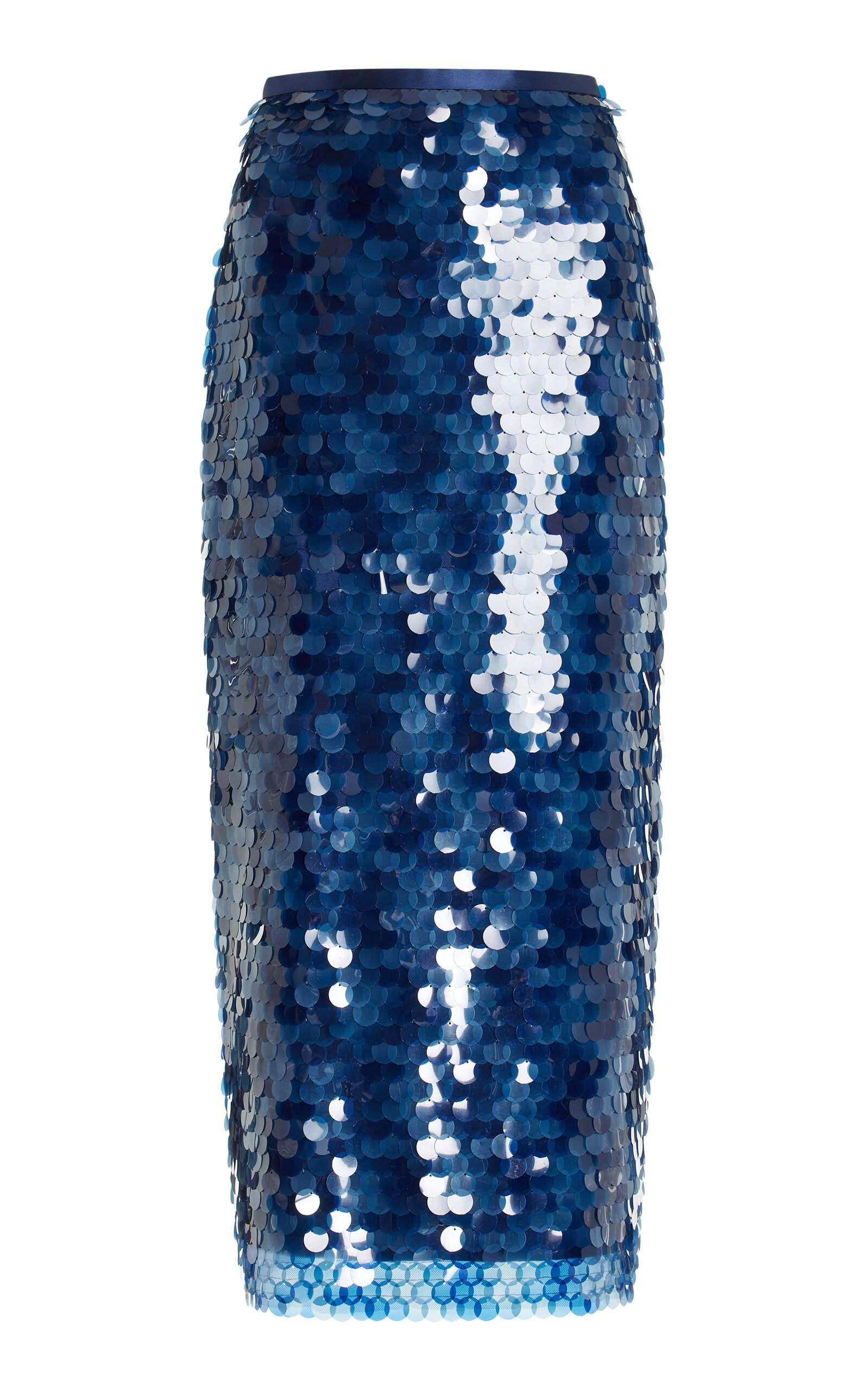 Shop Sophie Et Voila Paillette-embellished Midi Skirt In Blue