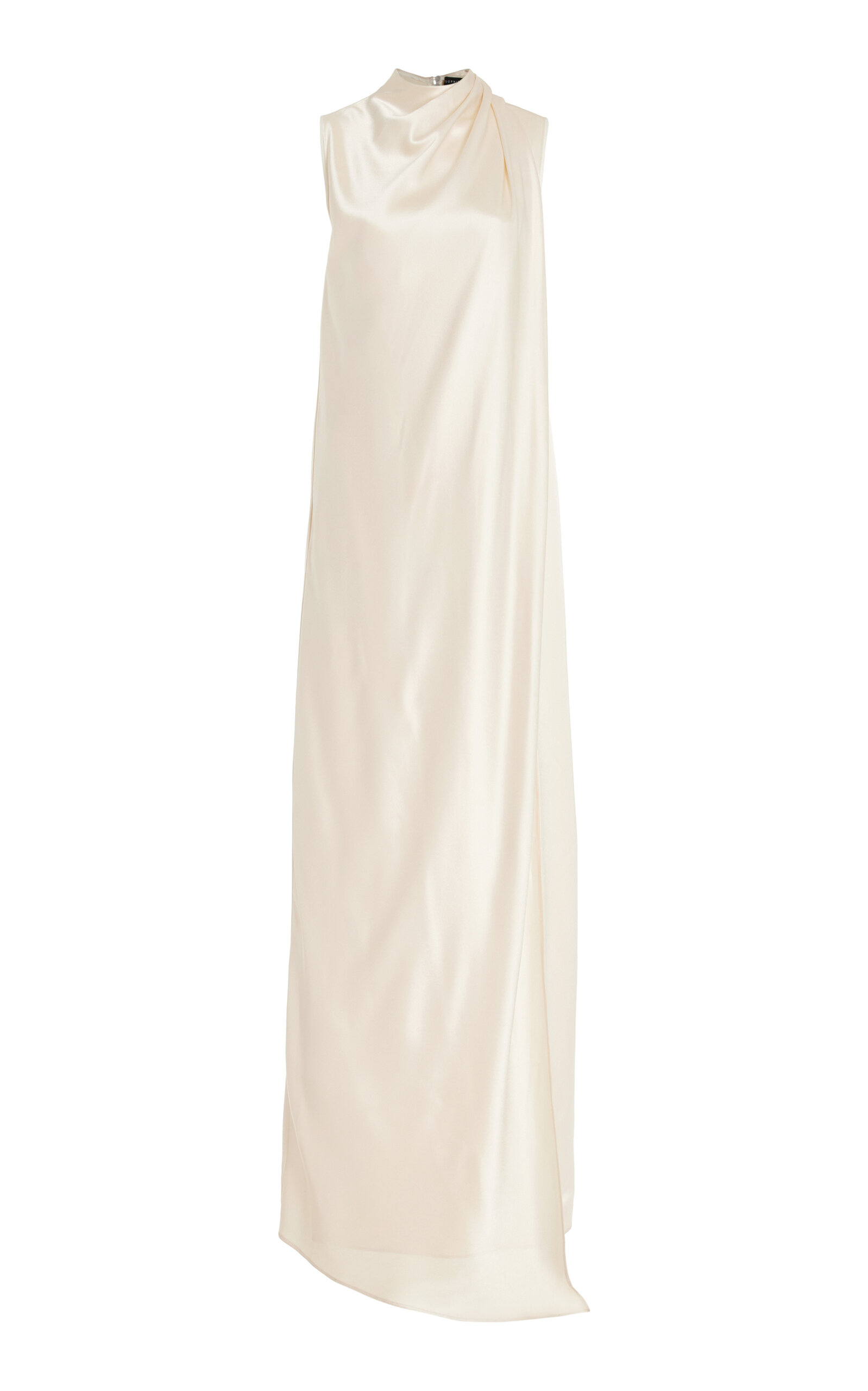 Shop Sophie Et Voila Draped Satin Maxi Dress In Ivory
