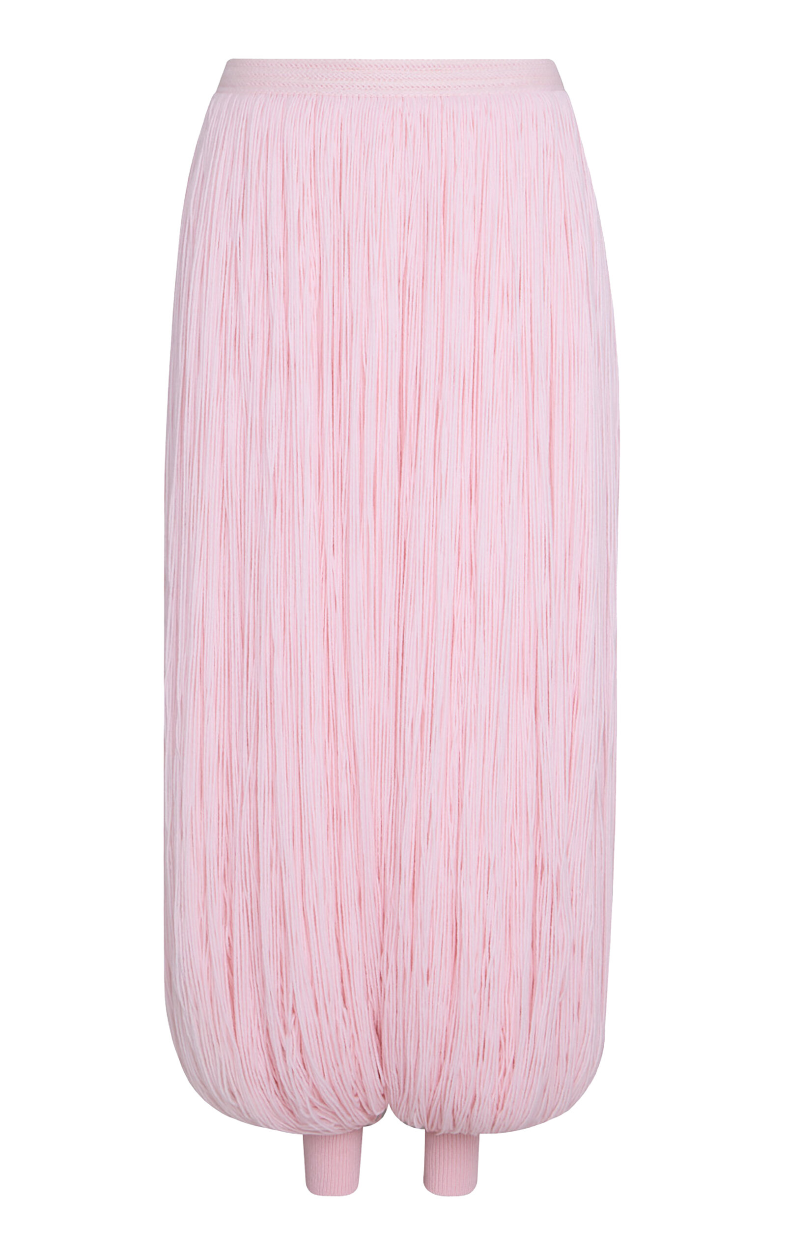 Alaïa Fringed Knit Jogger Pants In Pink