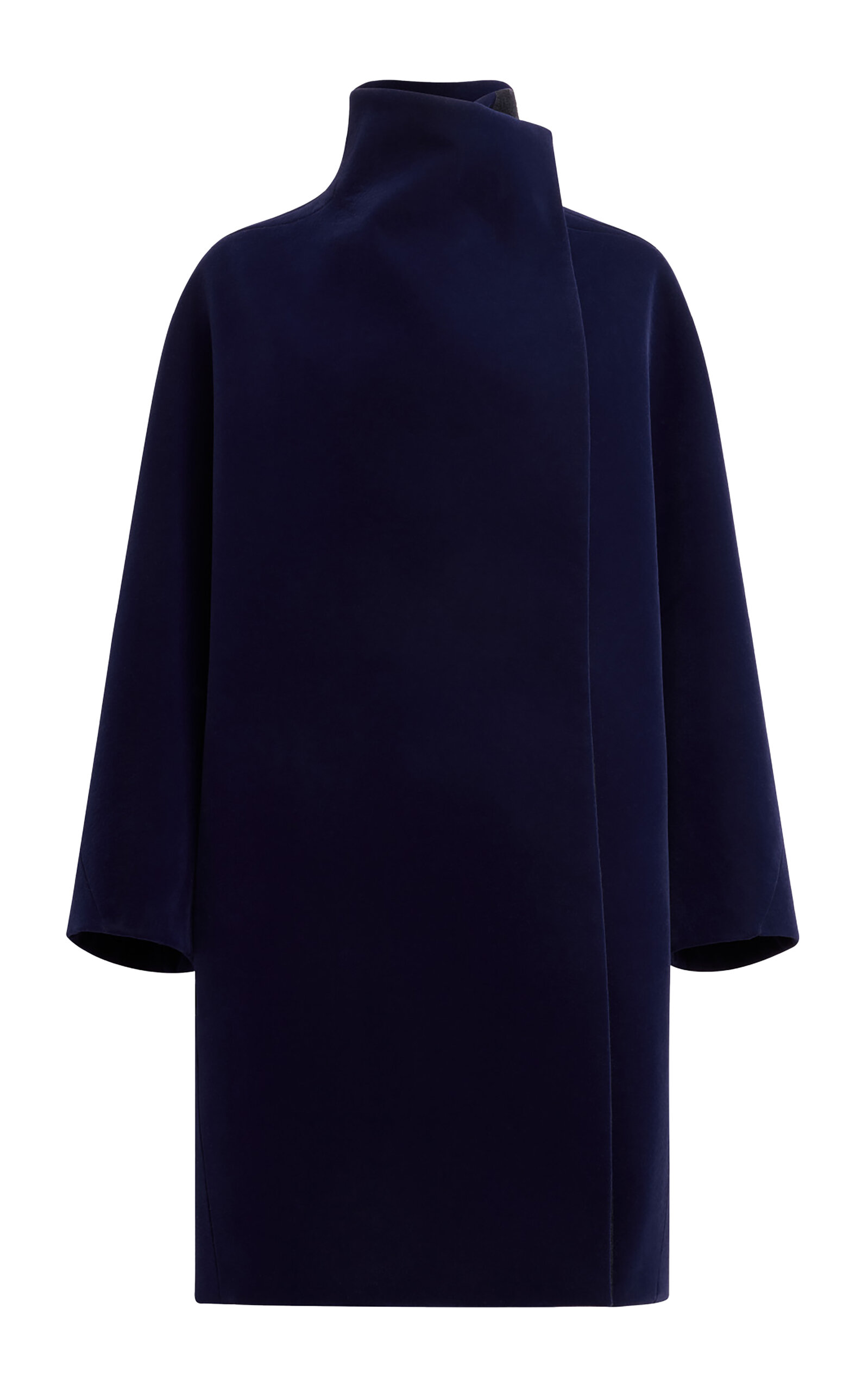 Alaïa Womens Marine Fonce Round High-neck Long-sleeve Wool-blend Coat In Navy