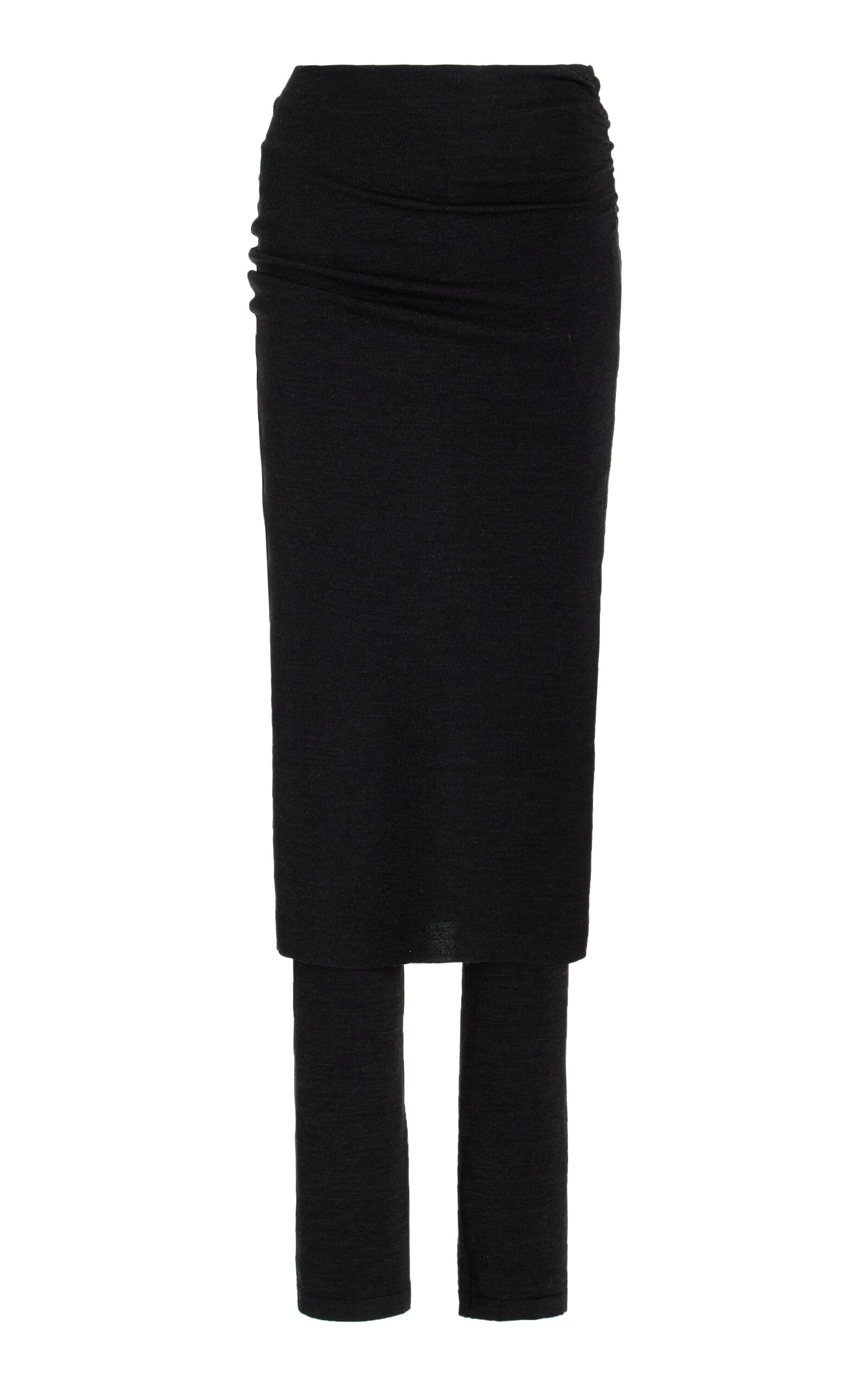 ALAÏA Skirt-Paneled Merino Wool Pants - Black
