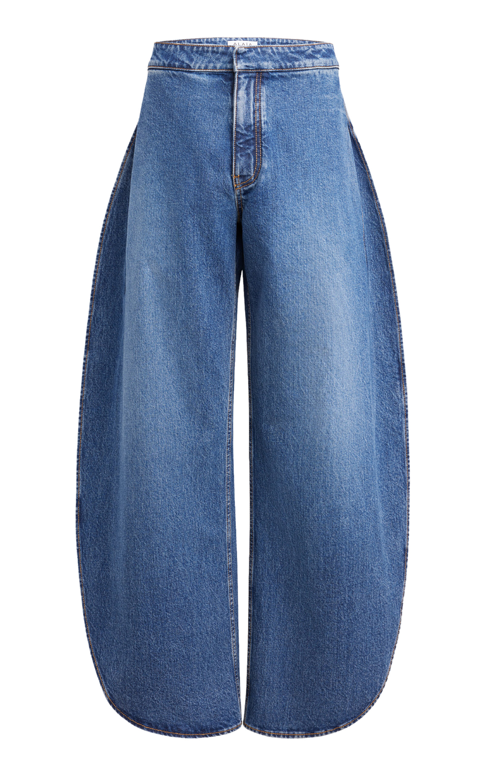 Round Stretch Mid-Rise Wide-Leg Jeans