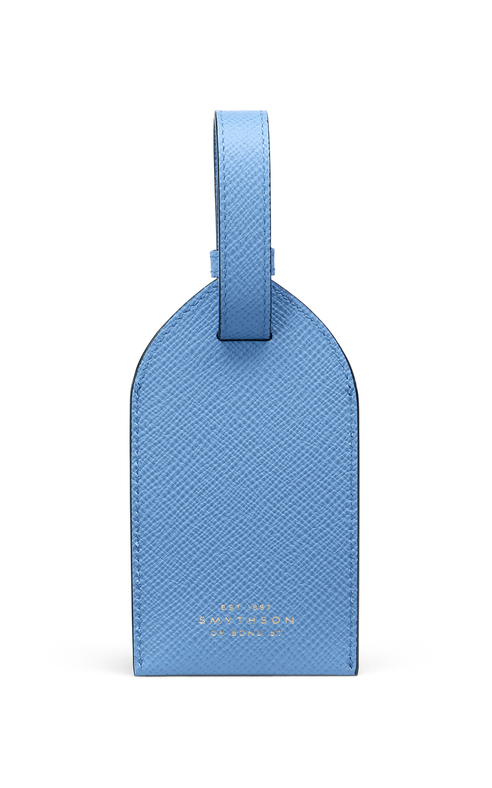 Smythson Panama Leather Luggage Tag - Blue