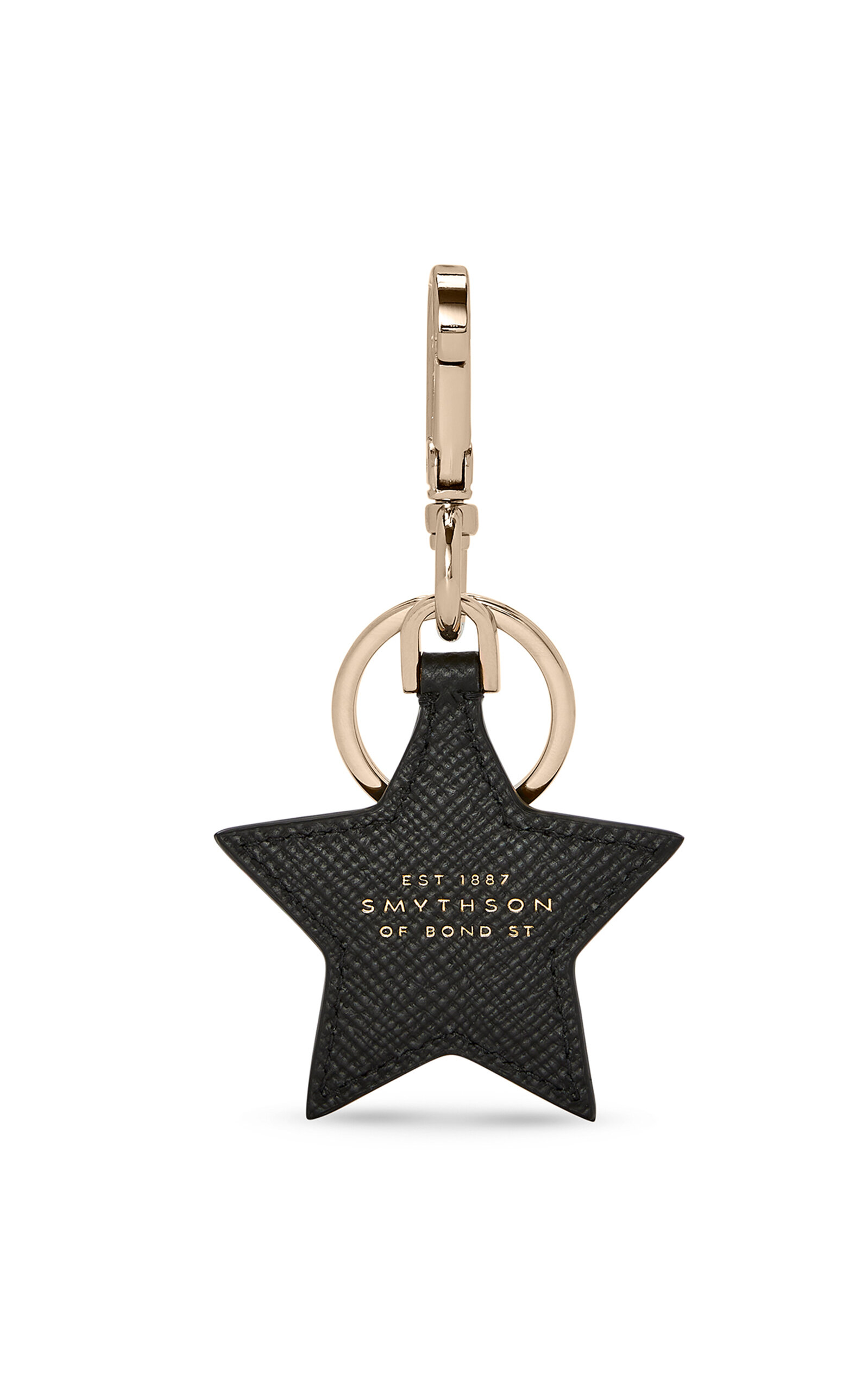 Smythson Panama Leather Star Keyring - Black