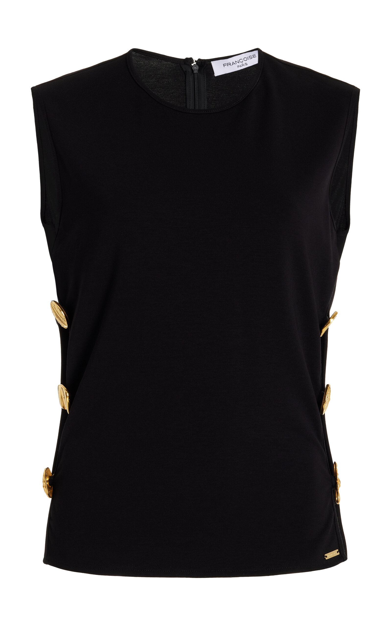 Francoise Exclusive Victoire Button-detailed Deadstock Jersey Tank Top In Black