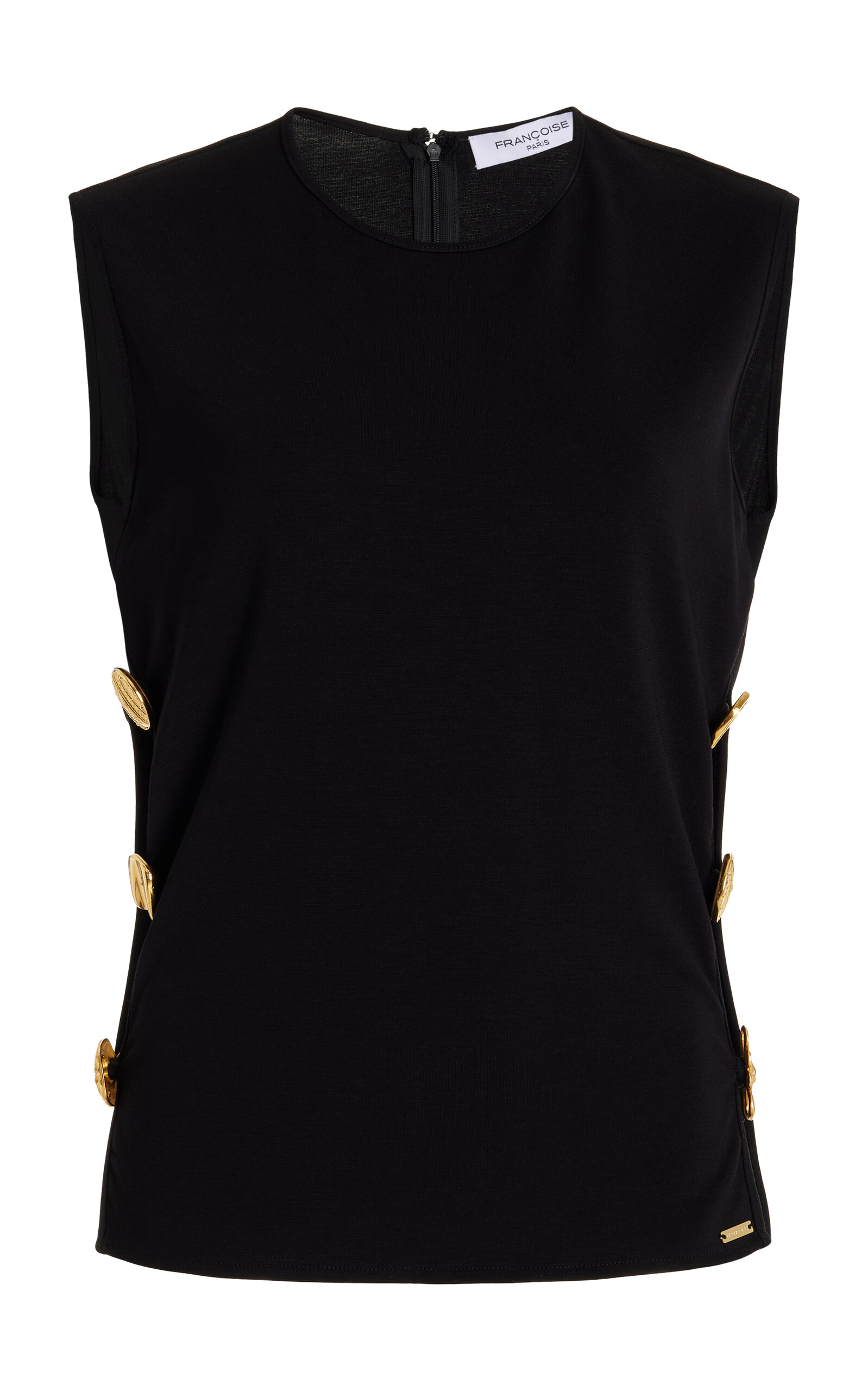 FRANÇOISE Exclusive Victoire Button-Detailed Deadstock Jersey Tank Top - Black