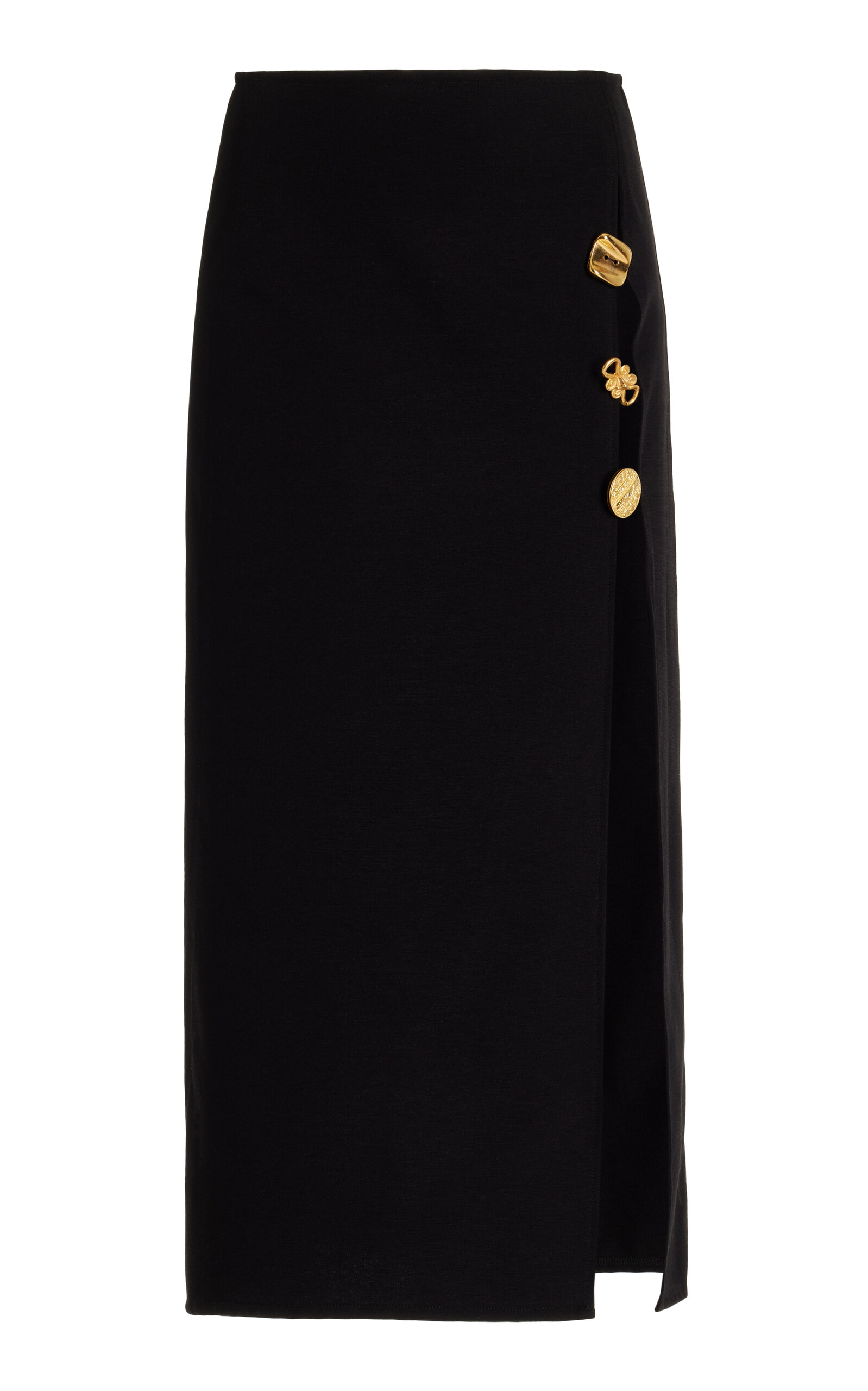 Francoise Exclusive Emanuelle Button-detailed Deadstock Jersey Maxi Skirt In Black