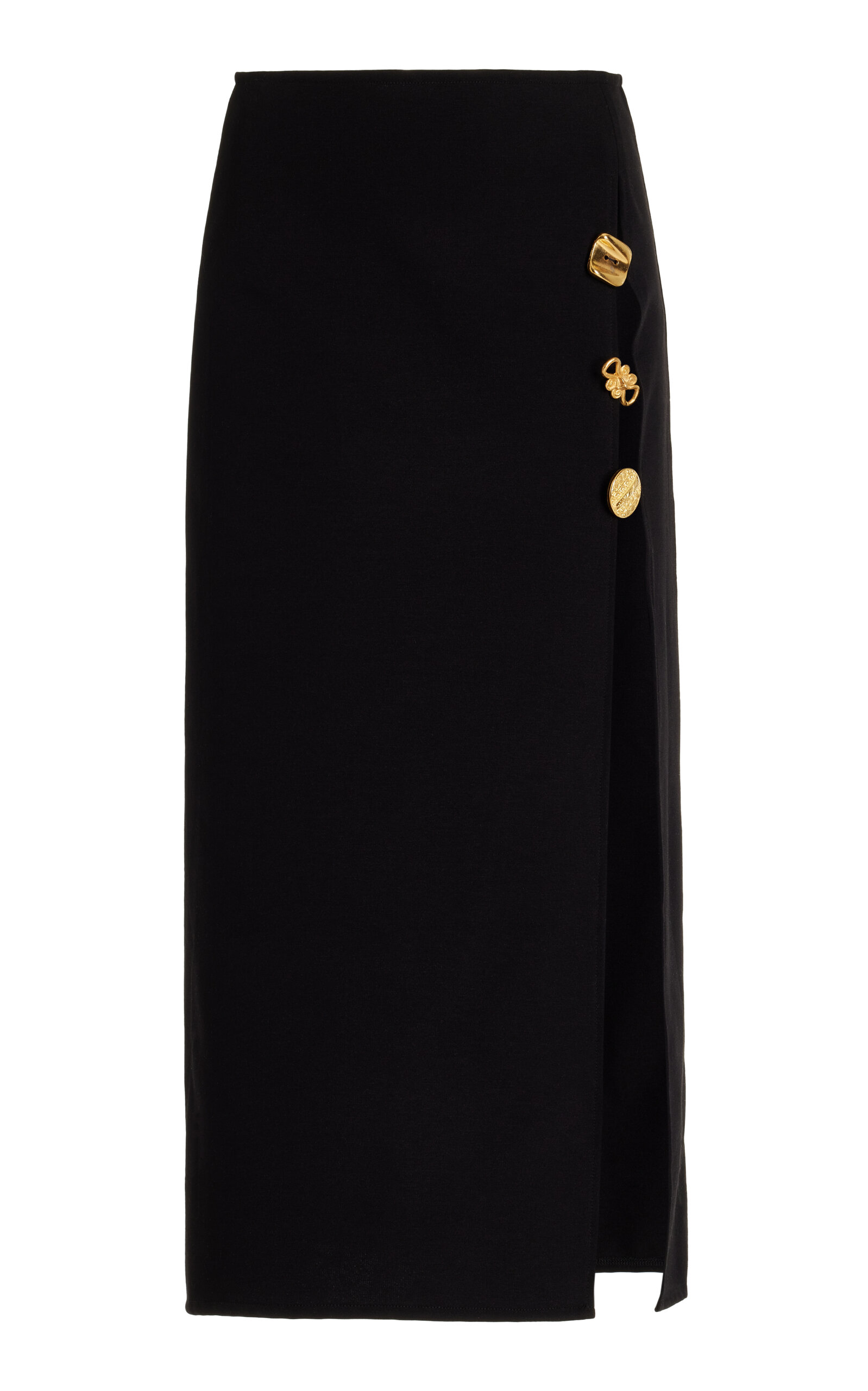 FRANÇOISE Exclusive Emanuelle Button-Detailed Deadstock Jersey Maxi Skirt - Black