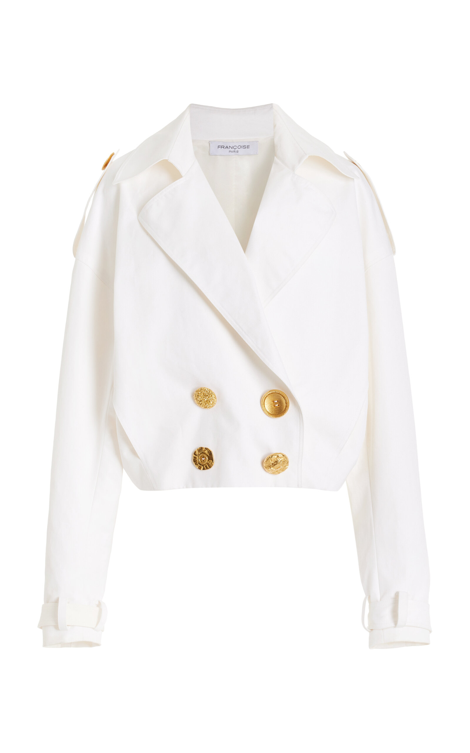 Francoise Exclusive Maggy Double-breasted Deadstock Cotton Gabardine Jacket In White