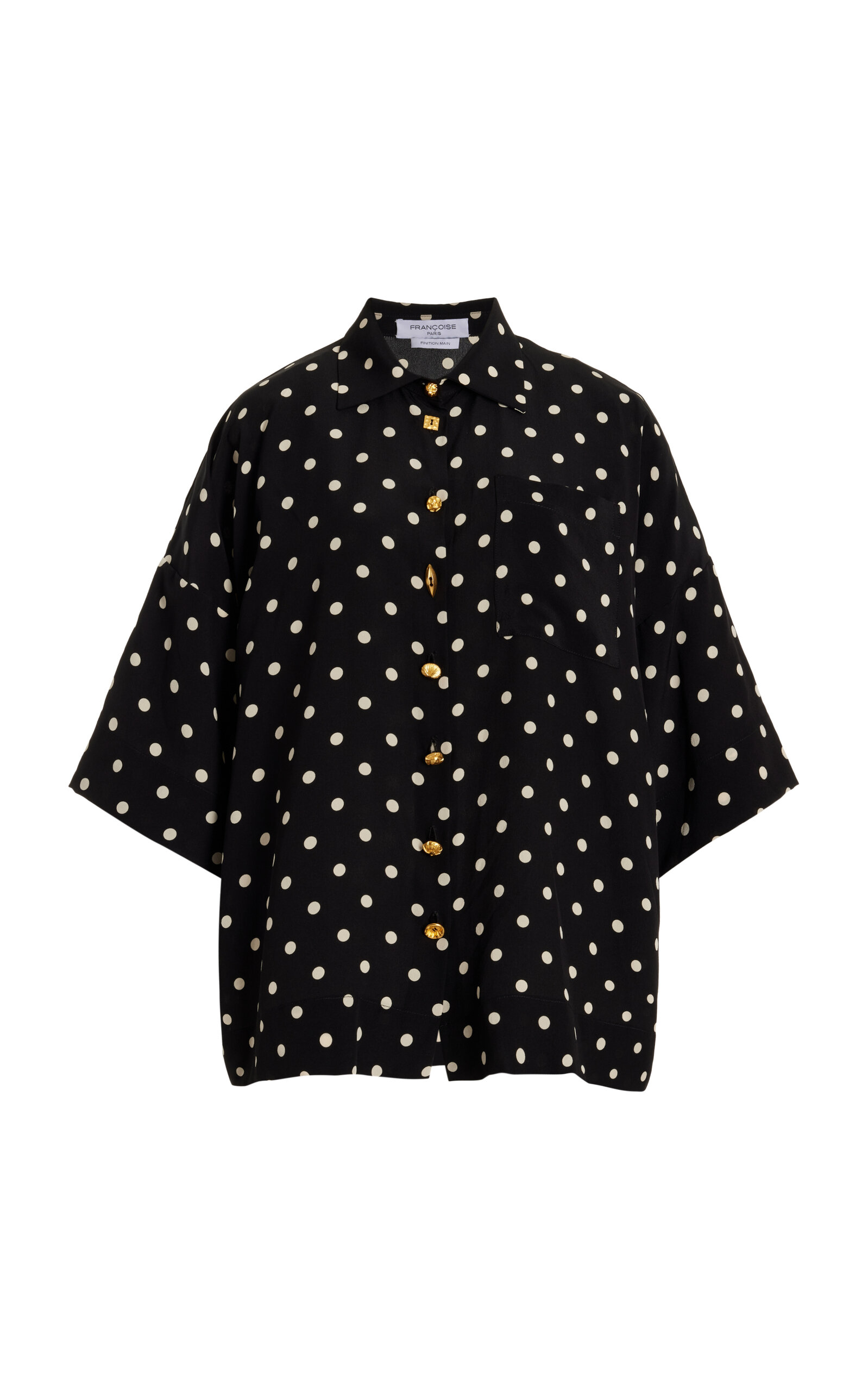 FRANÇOISE Exclusive Zaoua Polka-Dot Deadstock-Silk Shirt