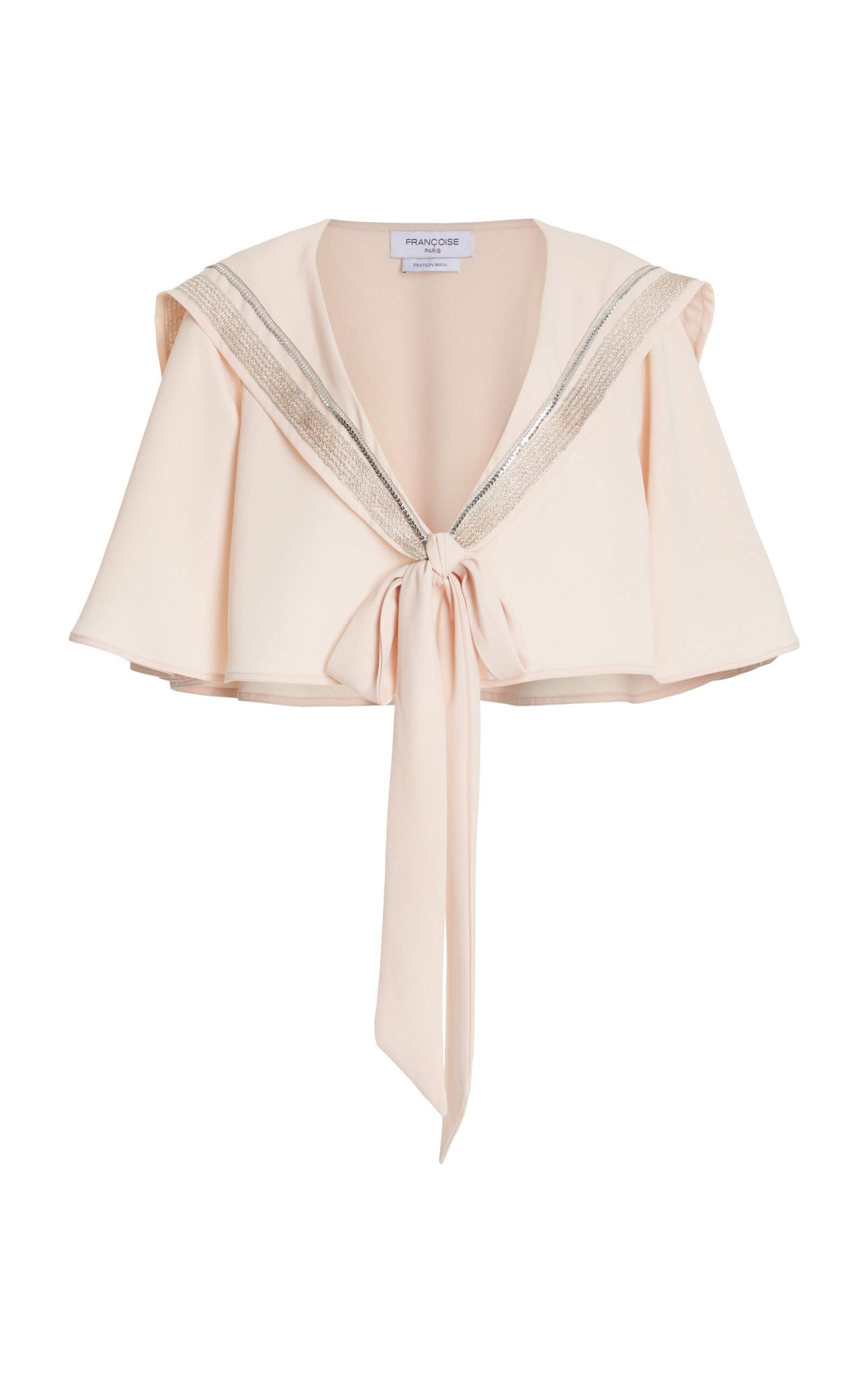 Francoise Exclusive Anna Cropped Deadstock Crepe Sailor Blouse In Light Pink