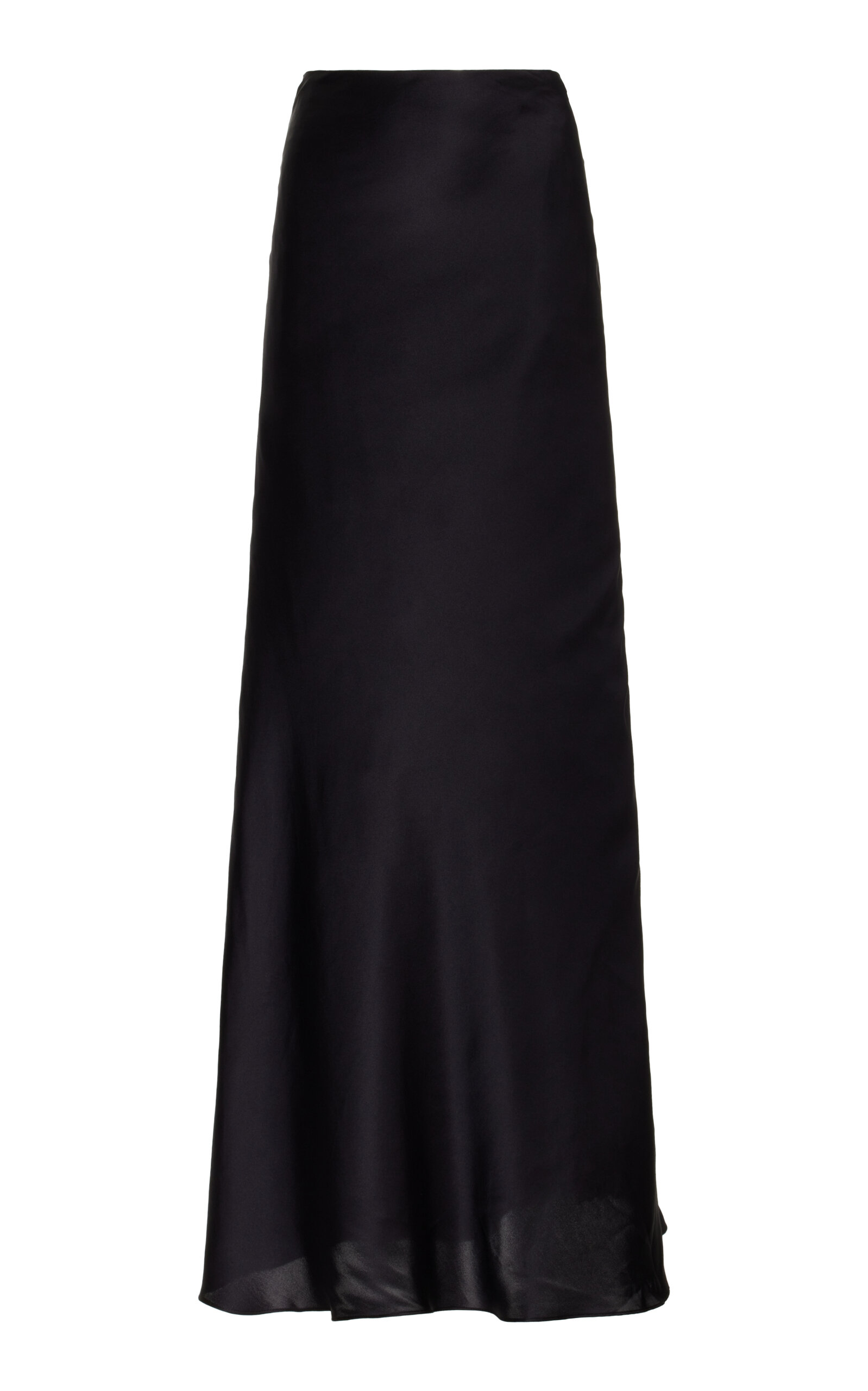 Francoise Exclusive Louise Flared Deadstock Silk Crepe Maxi Skirt In Black