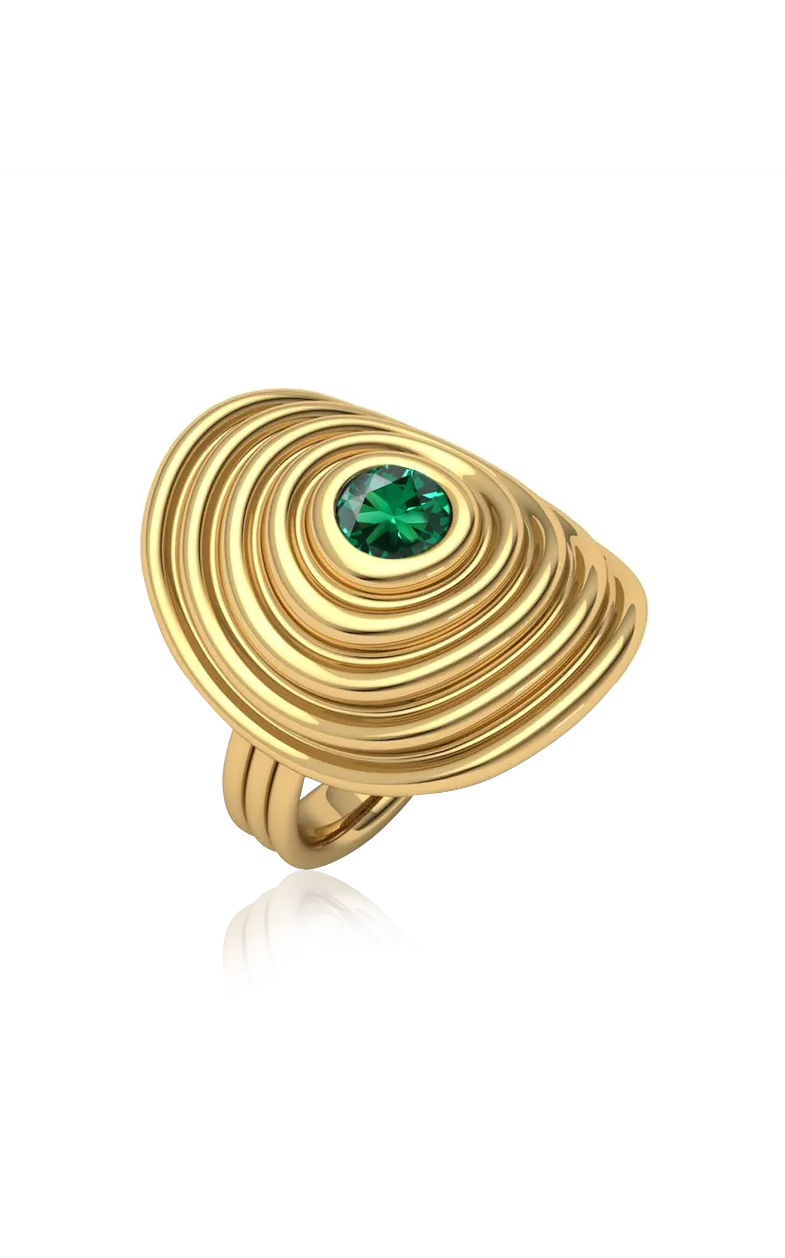 Shop Almasika 18k Yellow Gold Universum Ring With Colored Center Stone In Green