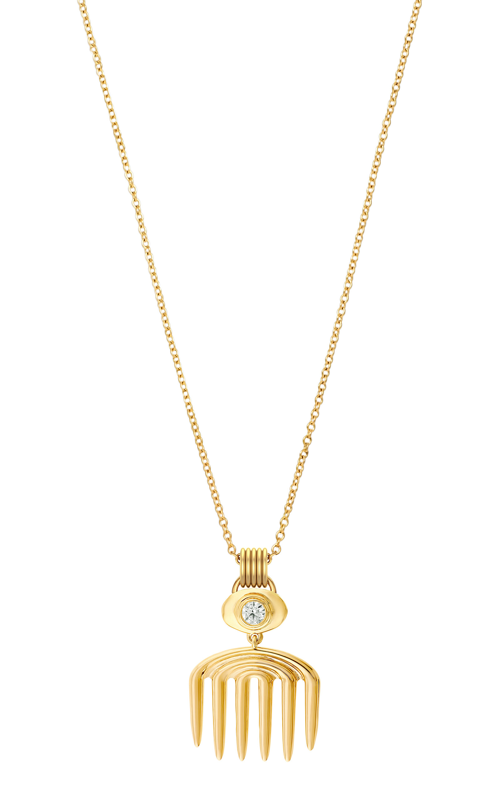 ALMASIKA 18K YELLOW GOLD SAGESSE VICI COMB CHARM NECKLACE