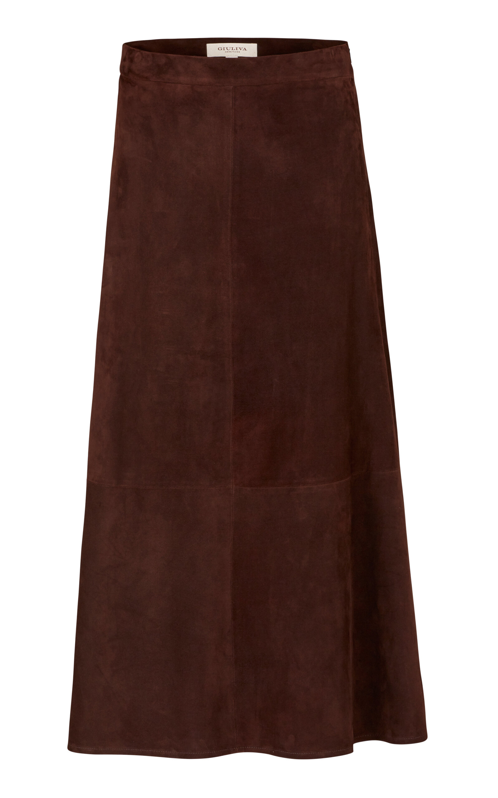 Shop Giuliva Heritage Ada Suede Midi Skirt In Brown