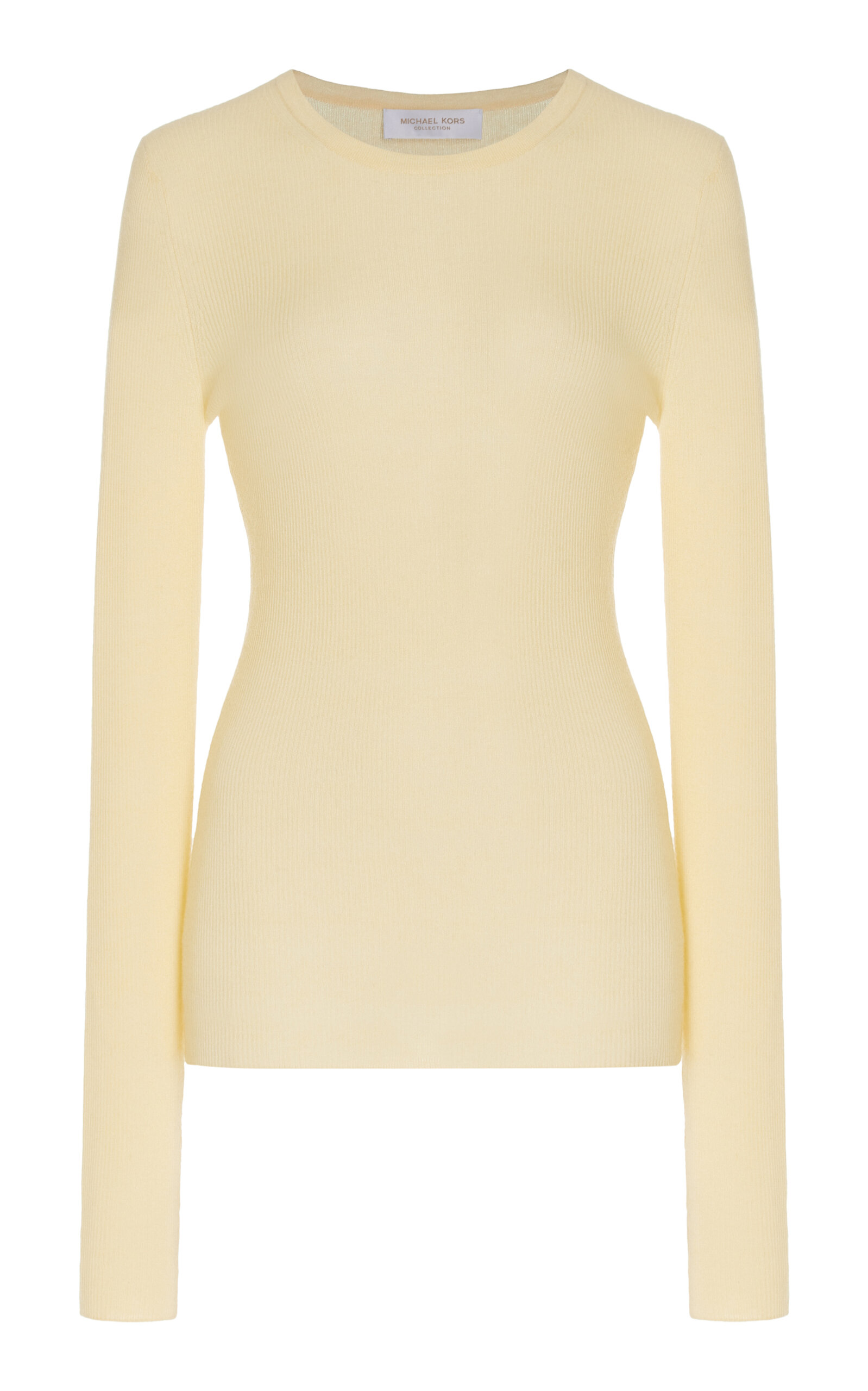 Shop Michael Kors Ribbed-knit Cashmere Sweater In Neutral