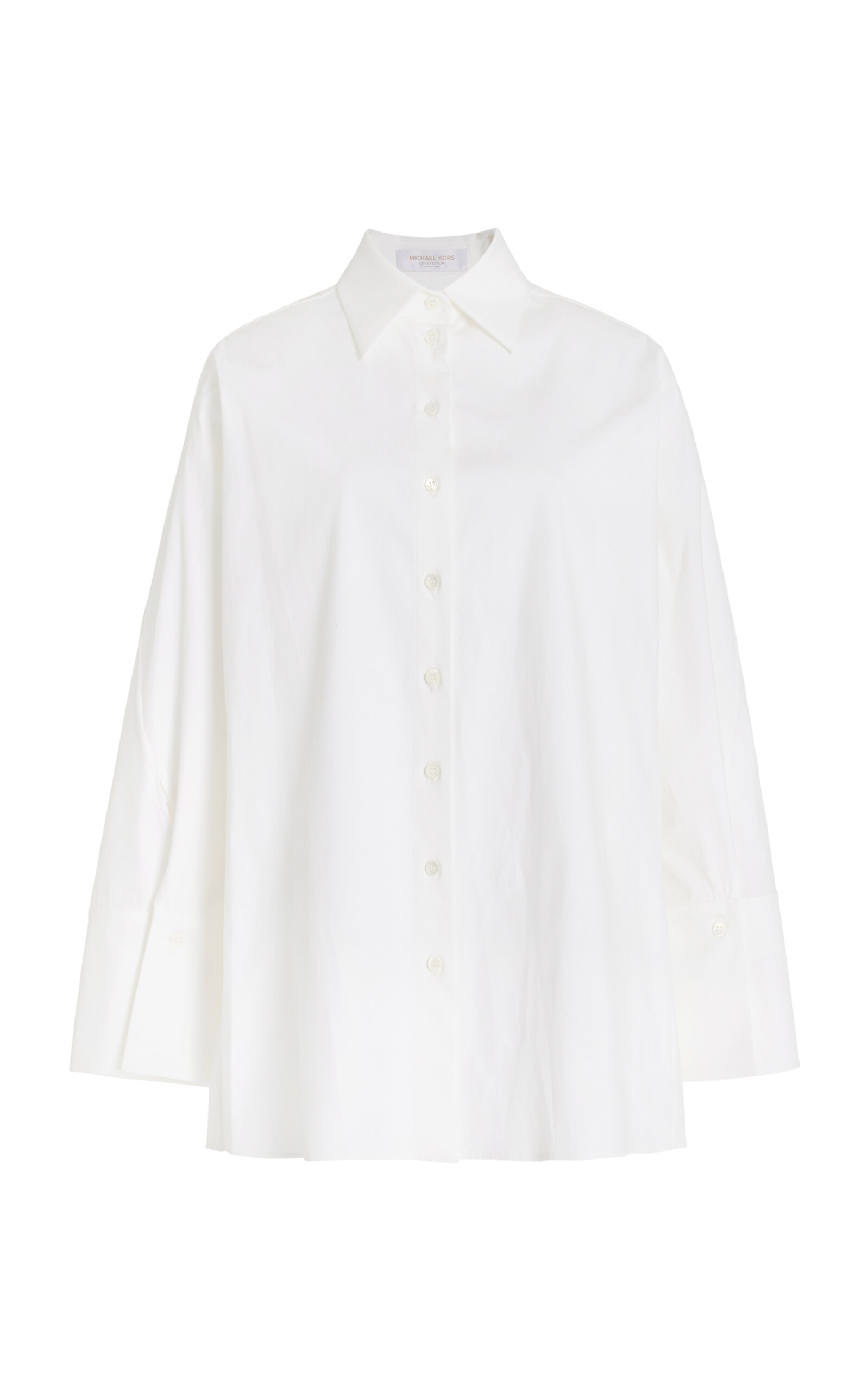 Shop Michael Kors Oversized Organic Stretch-cotton Shirt In White