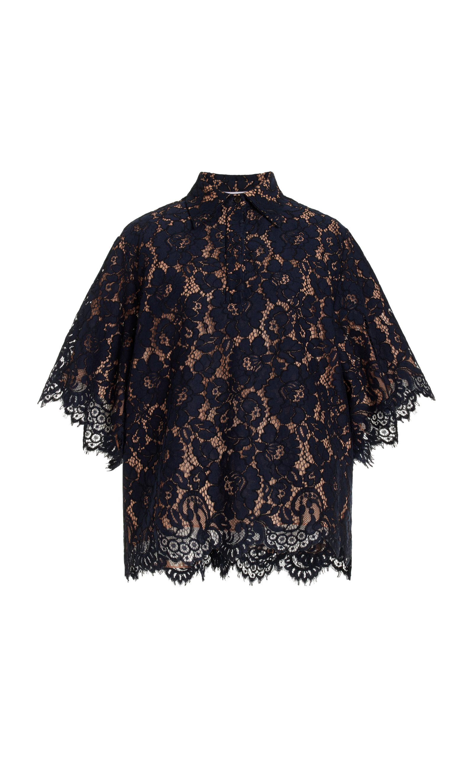 Shop Michael Kors Cotton-blend Lace Shirt In Navy