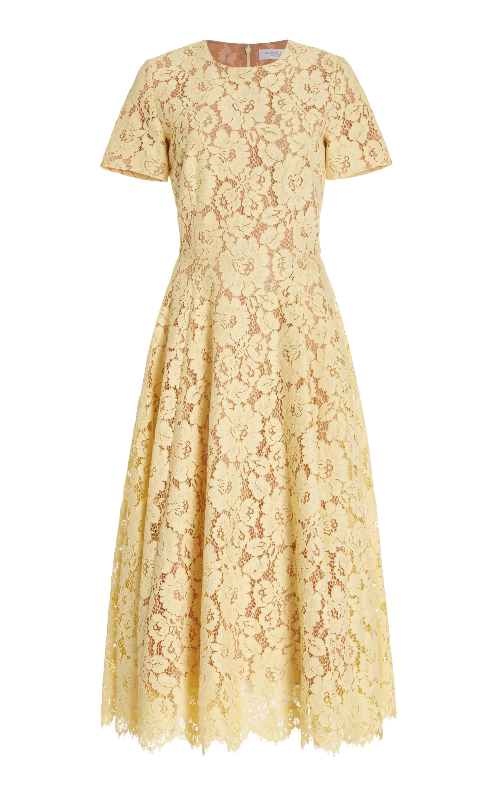 Michael Kors Flared Cotton-blend Lace Midi Dress In Neutral
