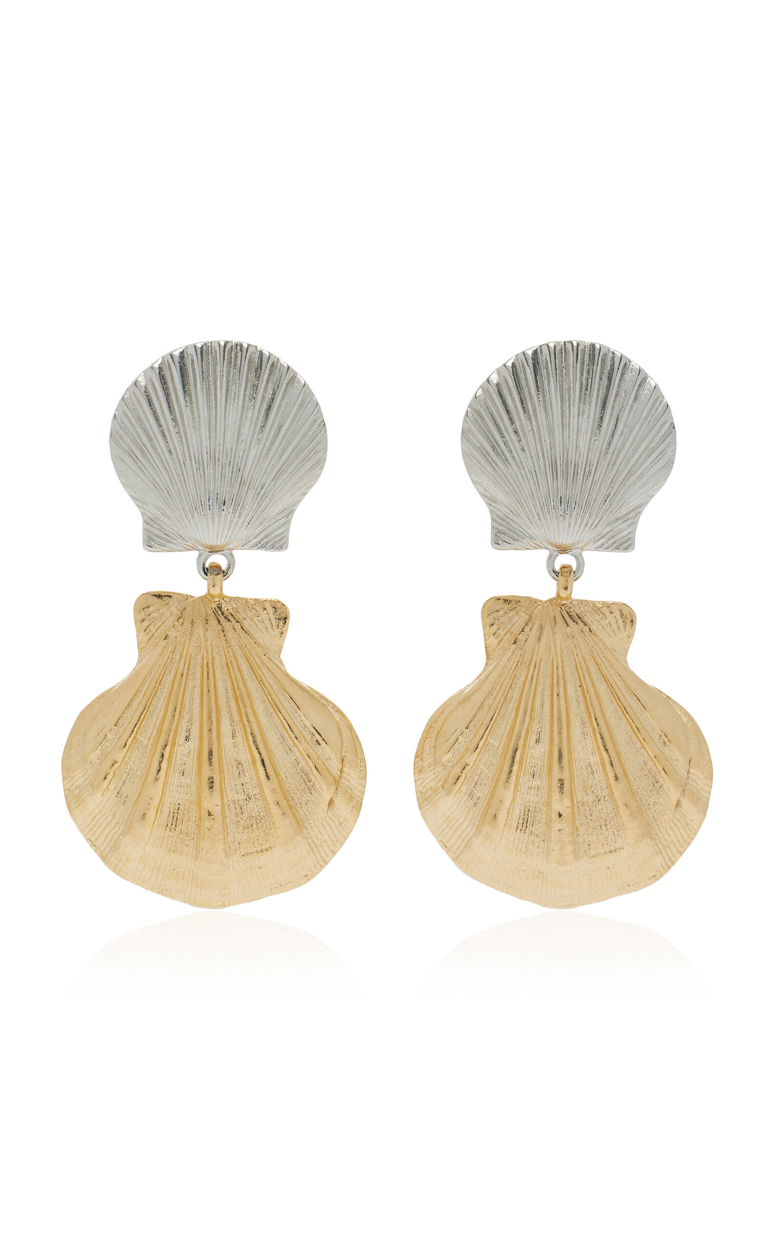 Ben-amun Exclusive Gold And Silver-tone Shell Earrings In Gray