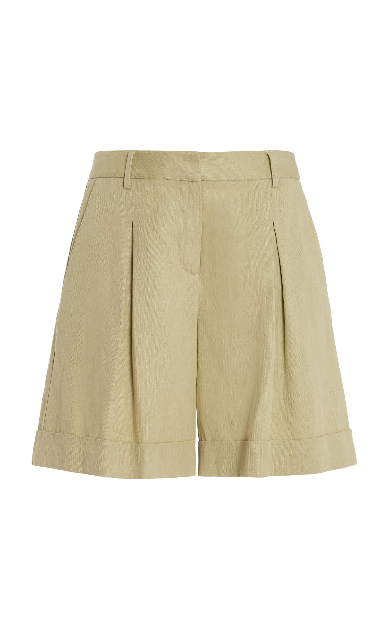 Twp Thompson Mid-length Cotton-linen Shorts In Green