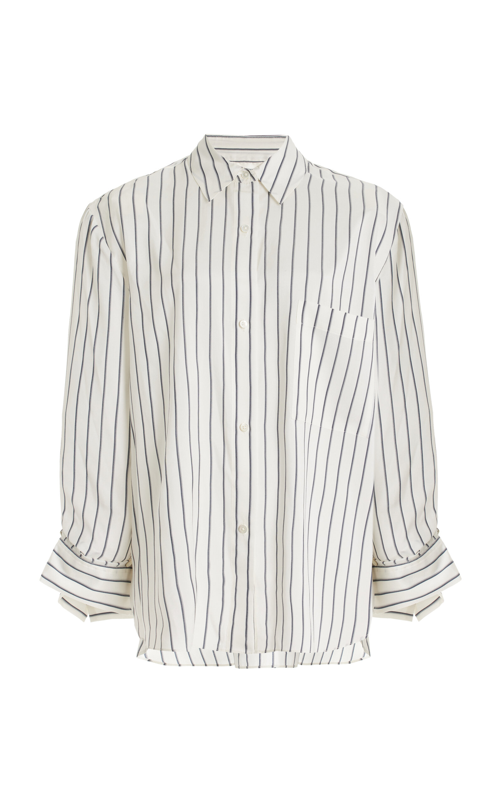 Twp New Morning After Oversized Silk Shirt In Black,white