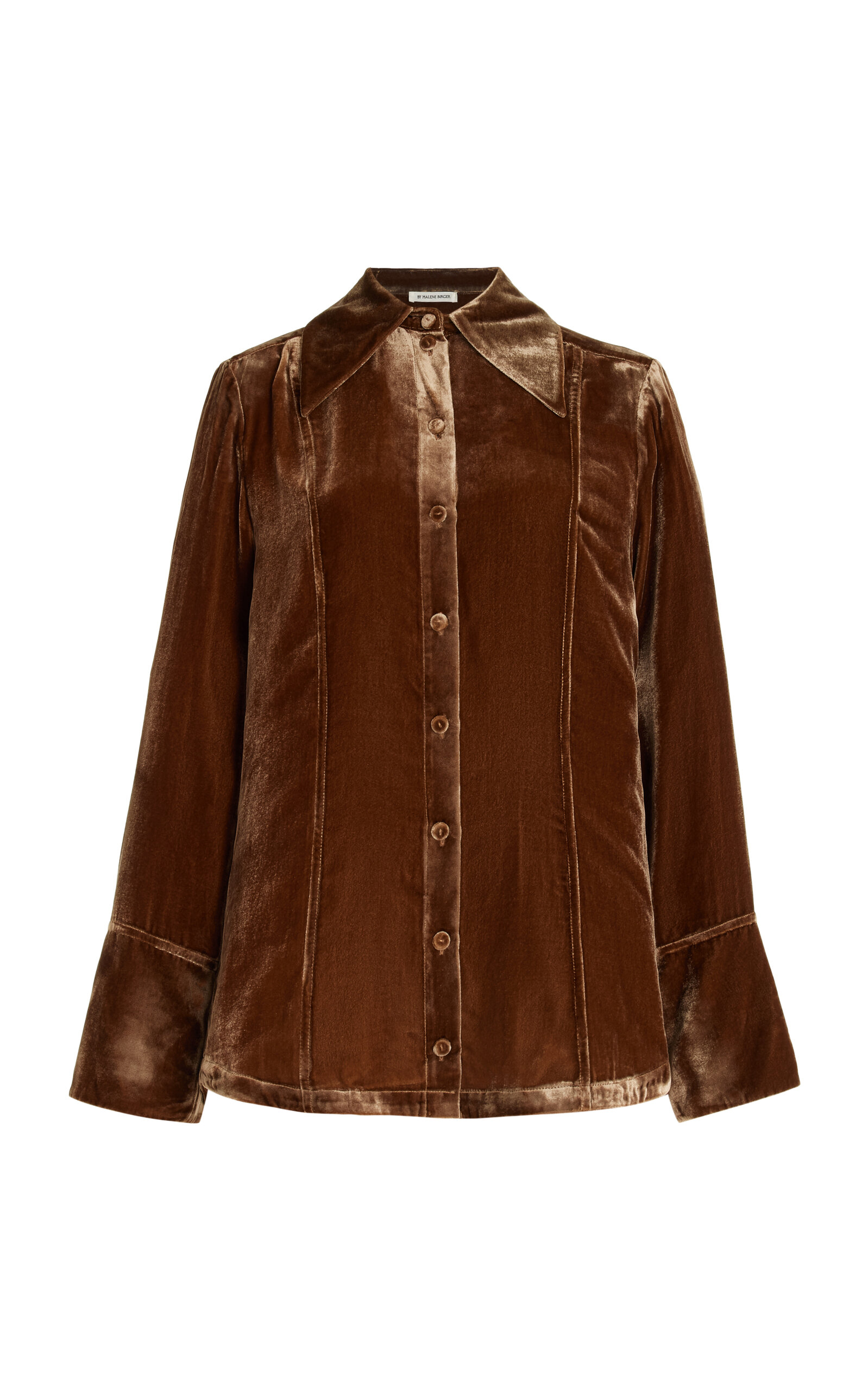By Malene Birger Rosiannas Dagger Collar Velvet Button-down Shirt In Brown